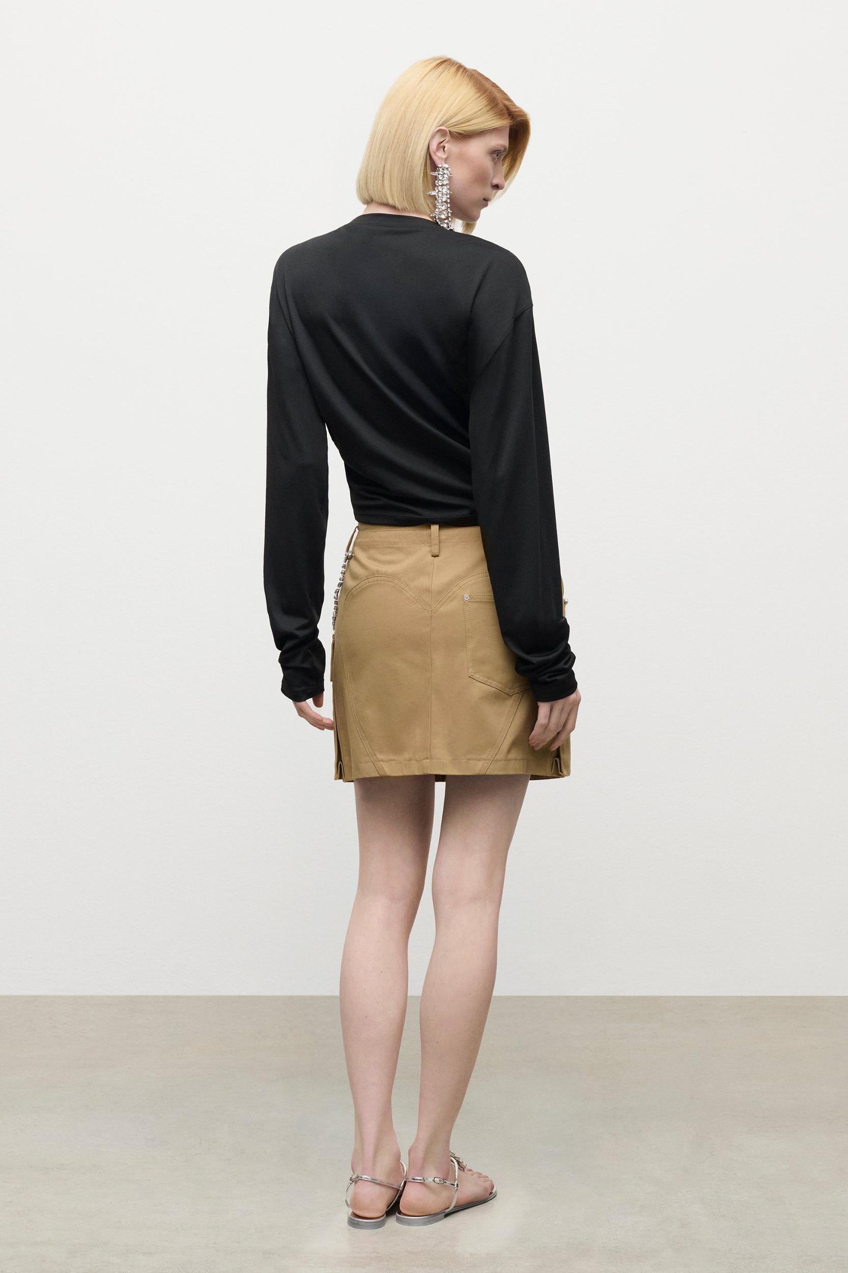 Crystal Flower Draped Long Sleeve Top Product Image