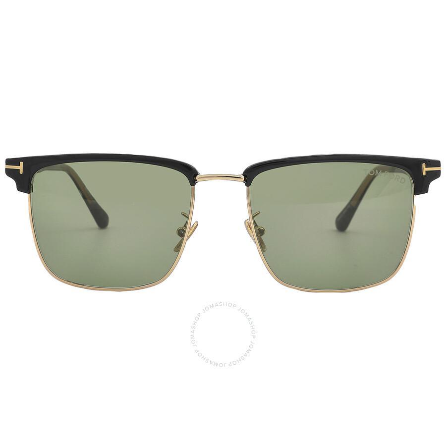 TOM FORD Hudson Green Square Men's Sunglasses Ft0997-h 01n 55 In Black / Green Product Image