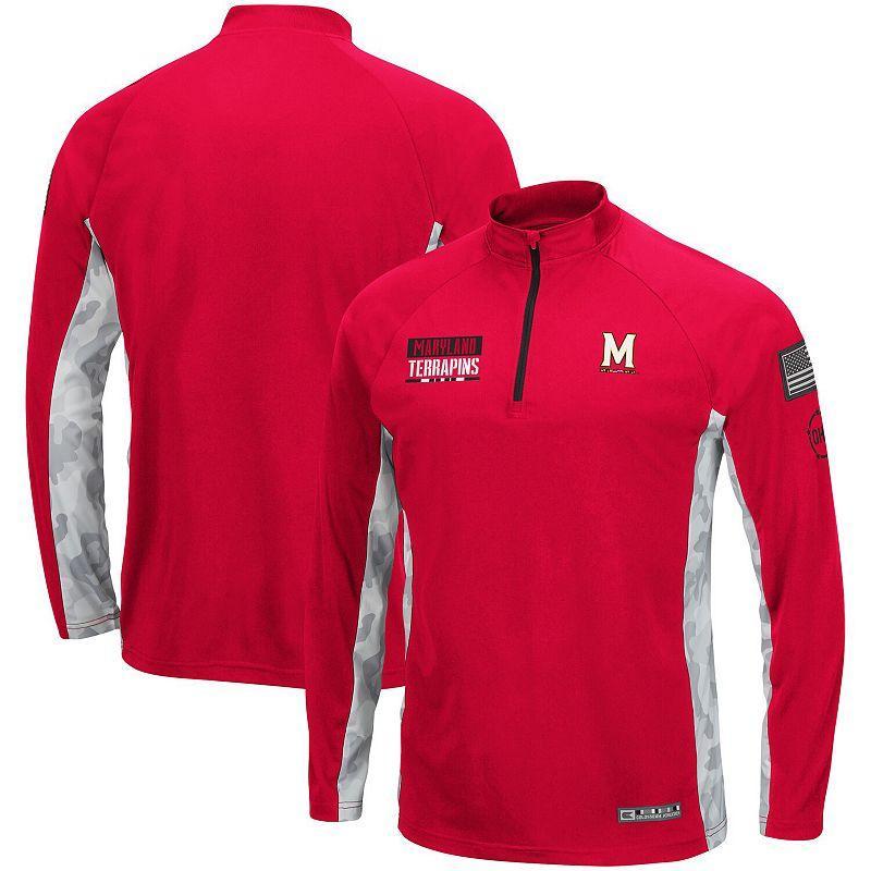 Men's Colosseum Cardinal Arkansas Razorbacks OHT Military Appreciation Snow Cruise Raglan 1/4-Zip Jacket, Size: Medium, Red Product Image