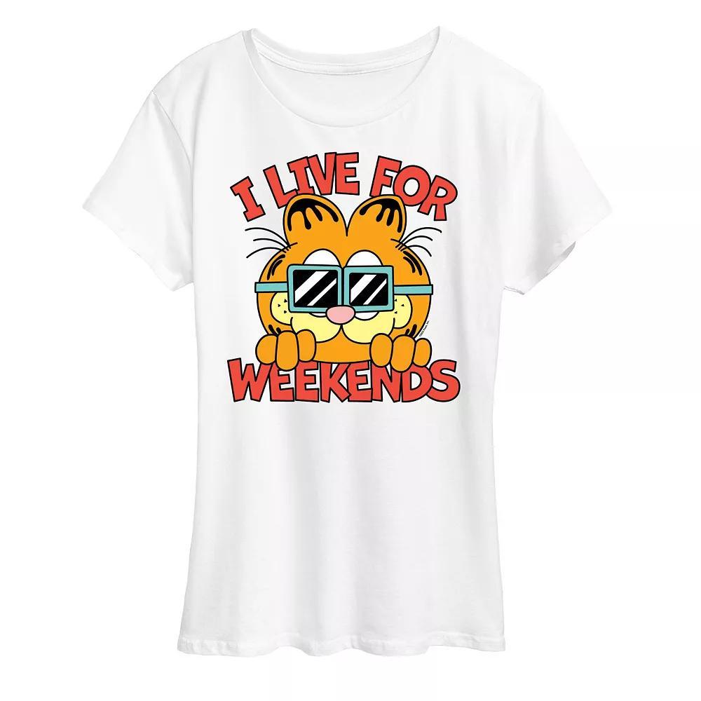 Womens Garfield I Live For Weekends Graphic Tee, Girls Product Image