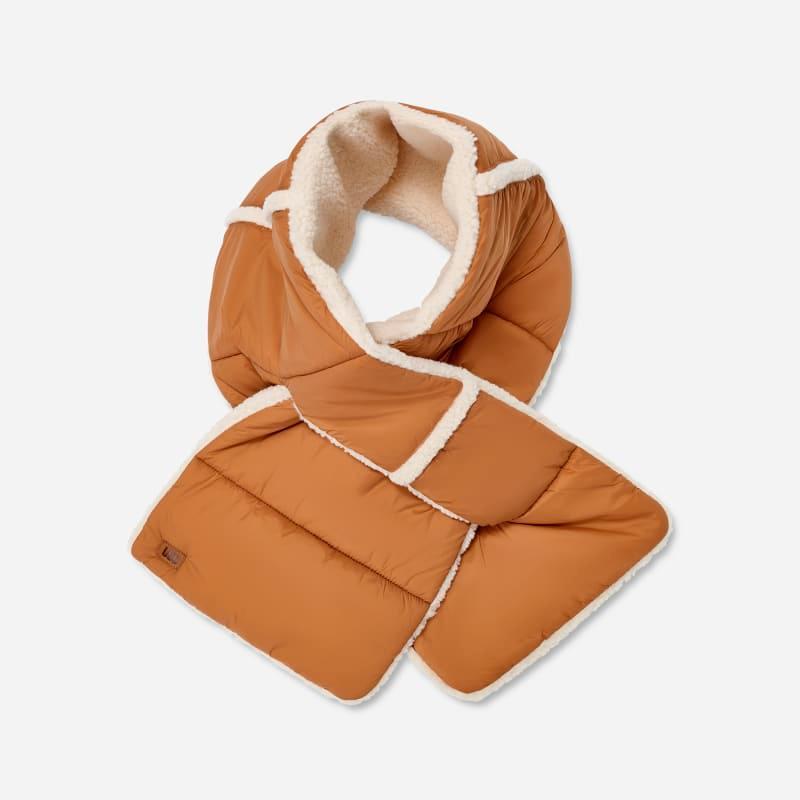 UGG Womens AW UGGfluff Rev Scarf Nylon/Fleece/Recycled Materials Scarves in Black Product Image