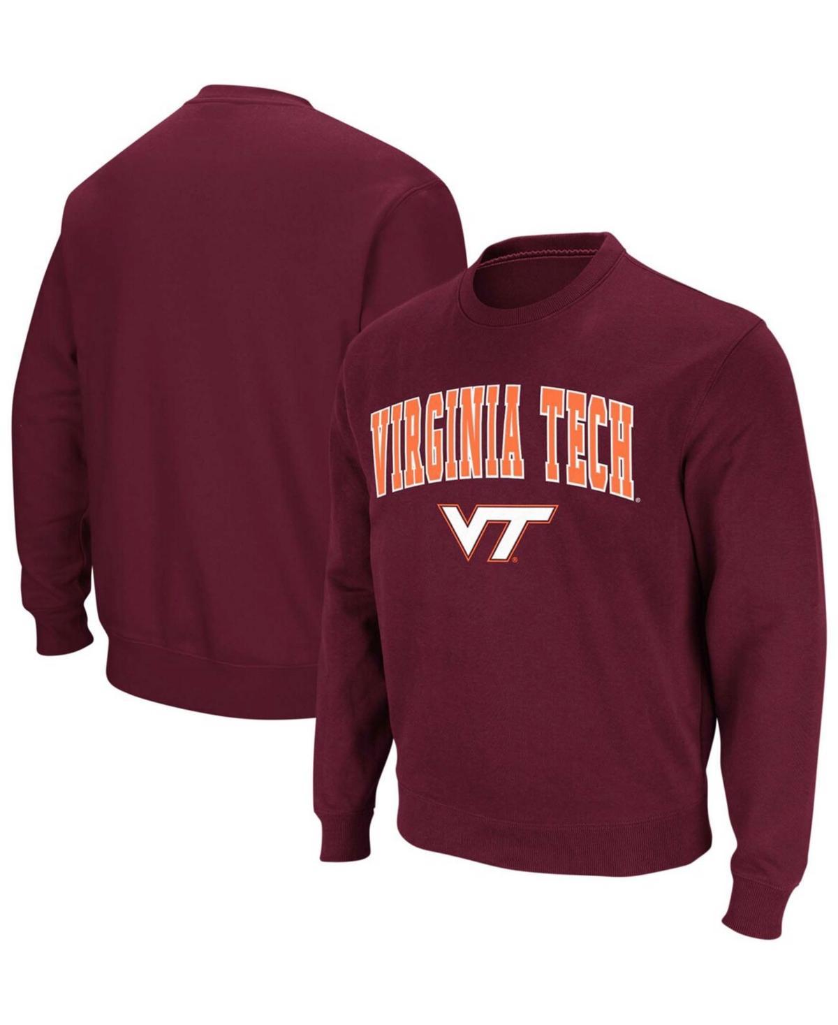 Men's Colosseum Charcoal Virginia Tech Hokies Arch & Logo Crew Neck Sweatshirt, Size: Small Product Image