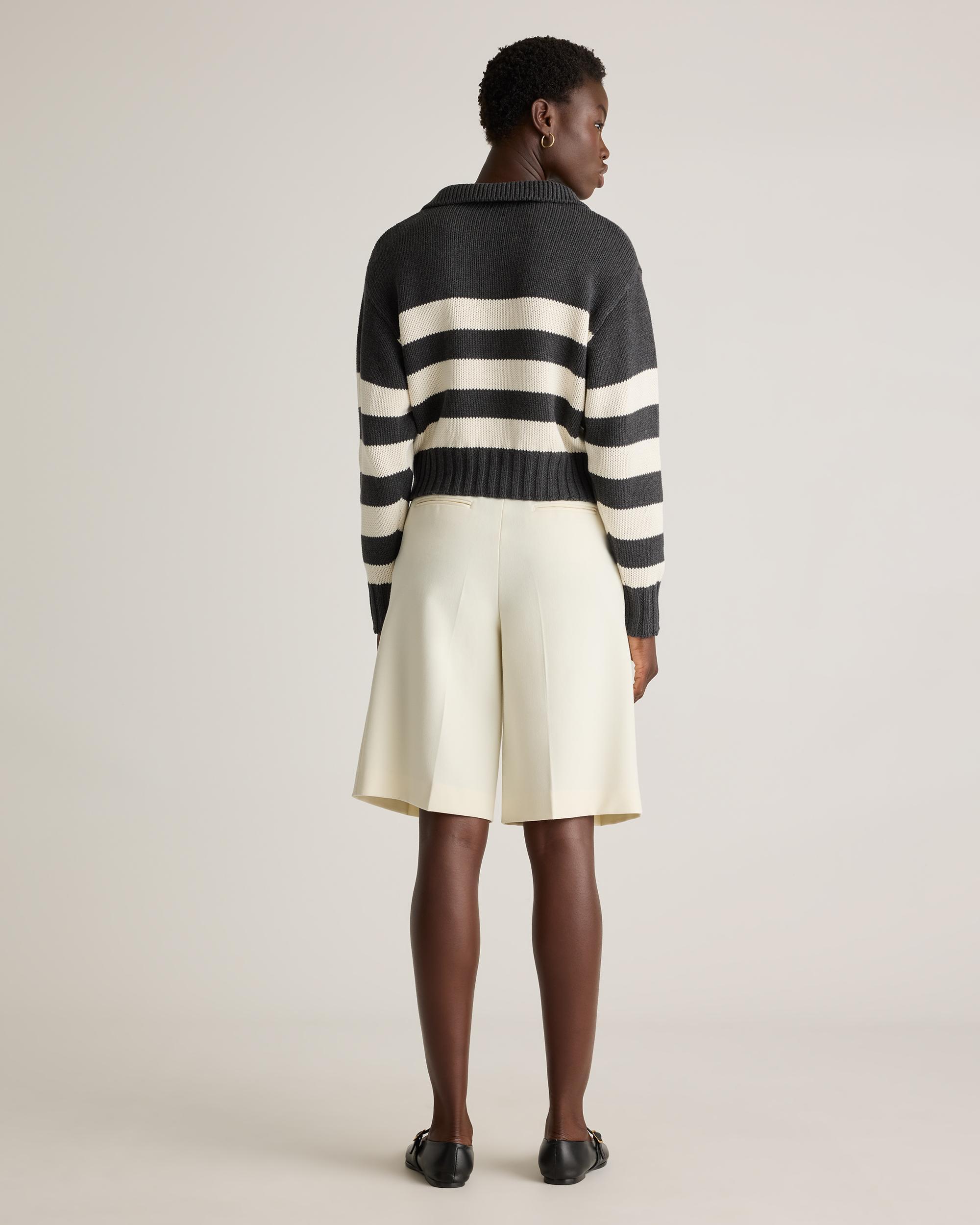 Quince | Women's 100% Organic Cropped Cotton Polo Sweater Organic Cotton Product Image