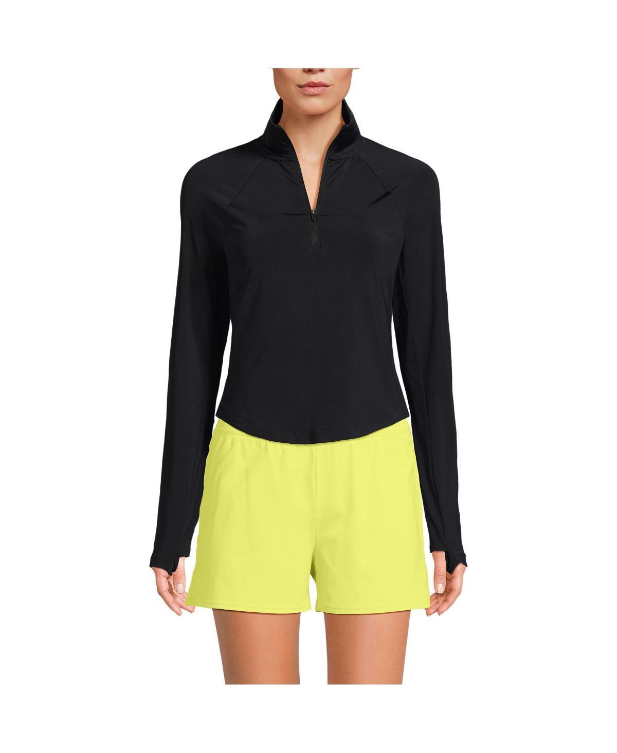 Womens Lands End Cooling Quarter Zip Raglan Long Sleeve Rash Guard Product Image