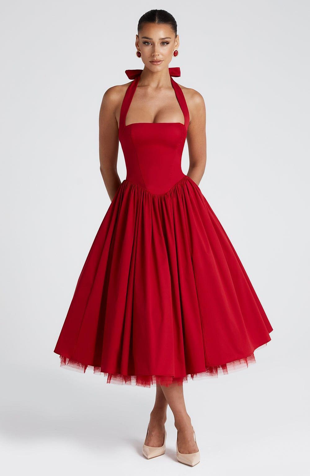 Cressida Midi Dress - Red Product Image