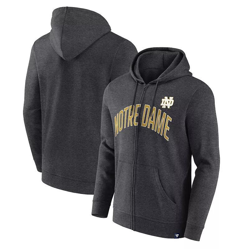 Men's Fanatics Heather Charcoal Notre Dame Fighting Irish Iconic Fleece Full-Zip Hoodie, Size: Large Product Image