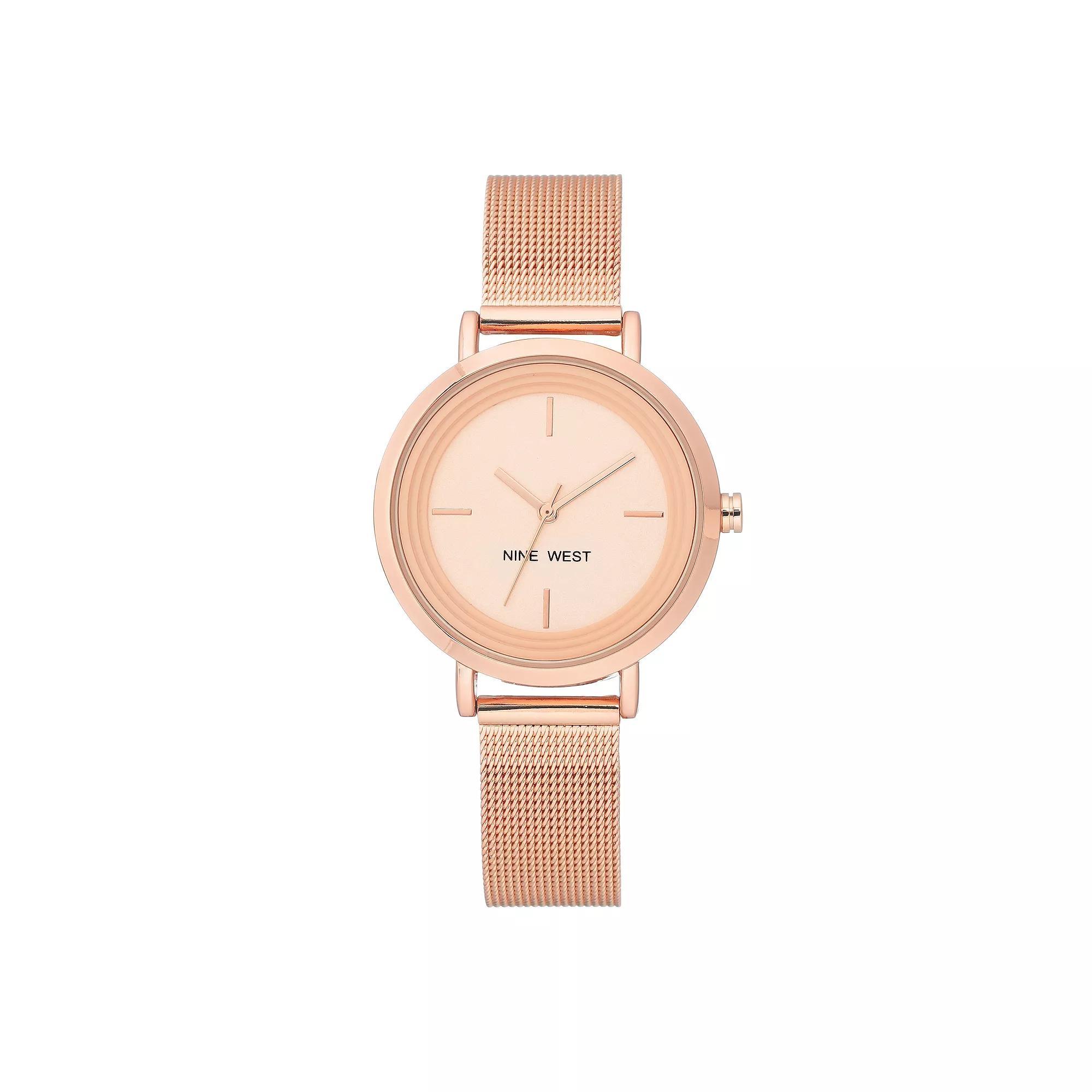 Nine West Women's Rose Gold Tone Mesh Bracelet Watch, Size: Medium, Rosegold Product Image