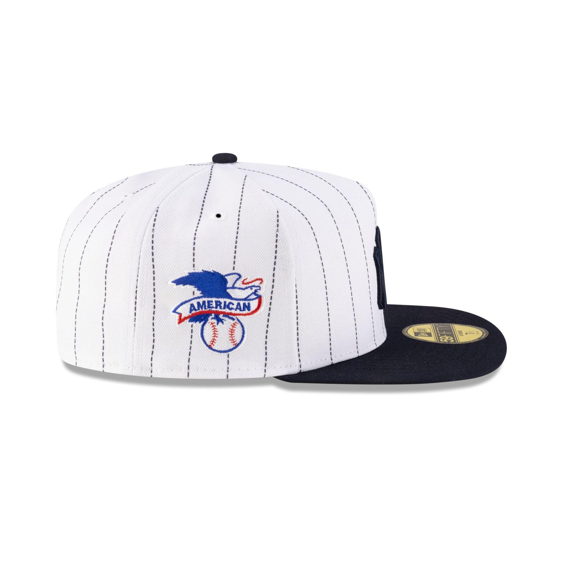 Just Caps League Sidepatch Pinstripe New York Yankees 59FIFTY A-Frame Fitted Hat Male Product Image