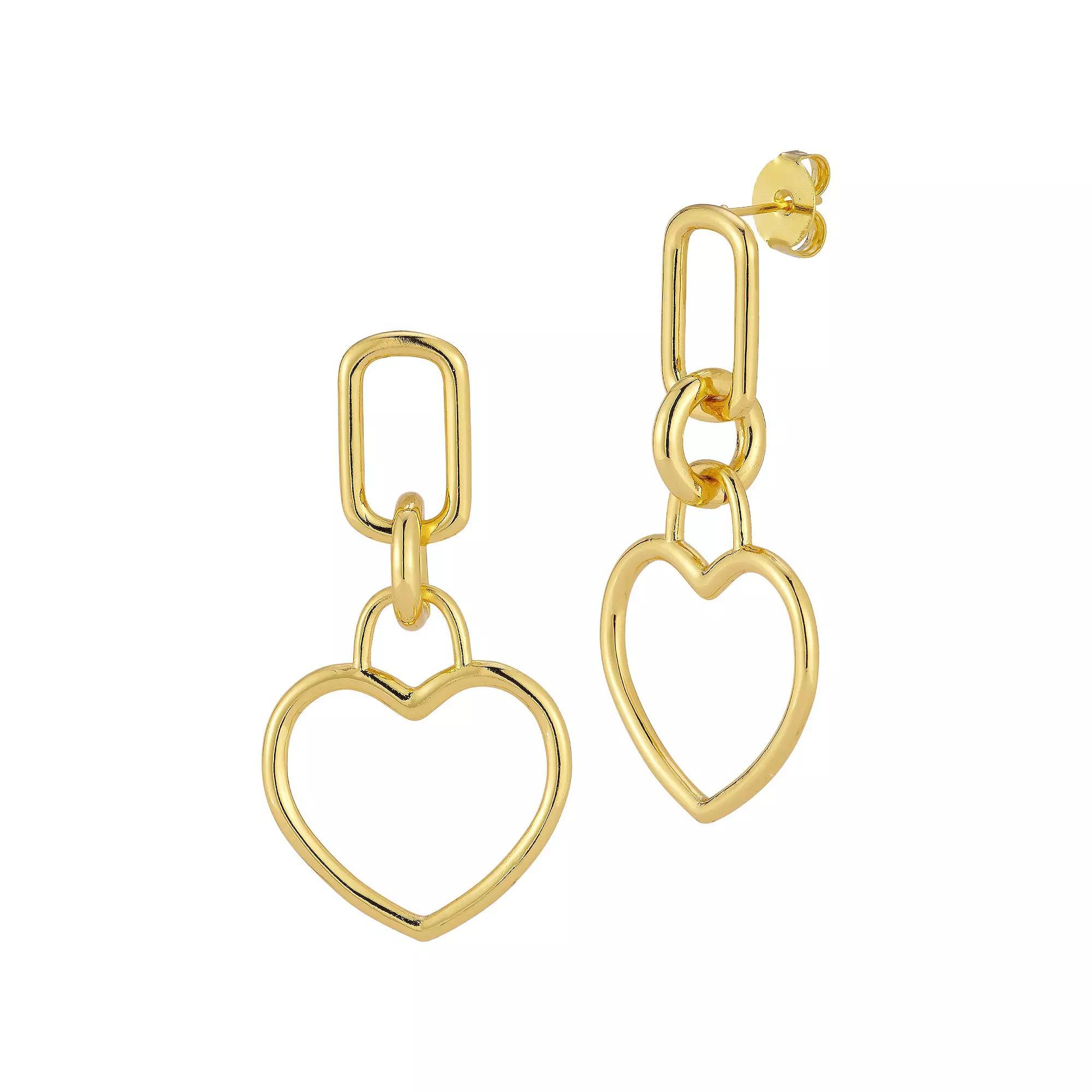 WINX 18k Gold Plated Open Heart Drop Earrings, Women's, Gold Tone Product Image