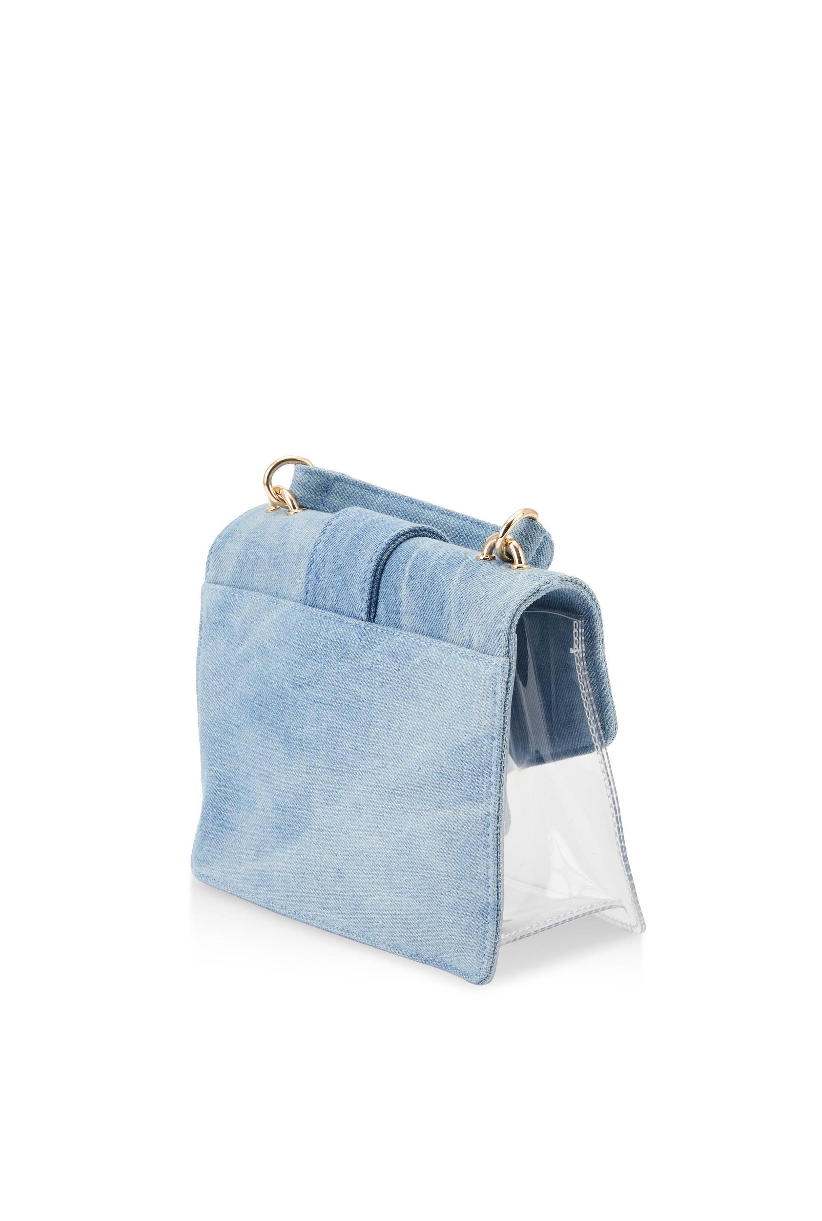 Clear Denim Convertible Crossbody Bag Female Product Image