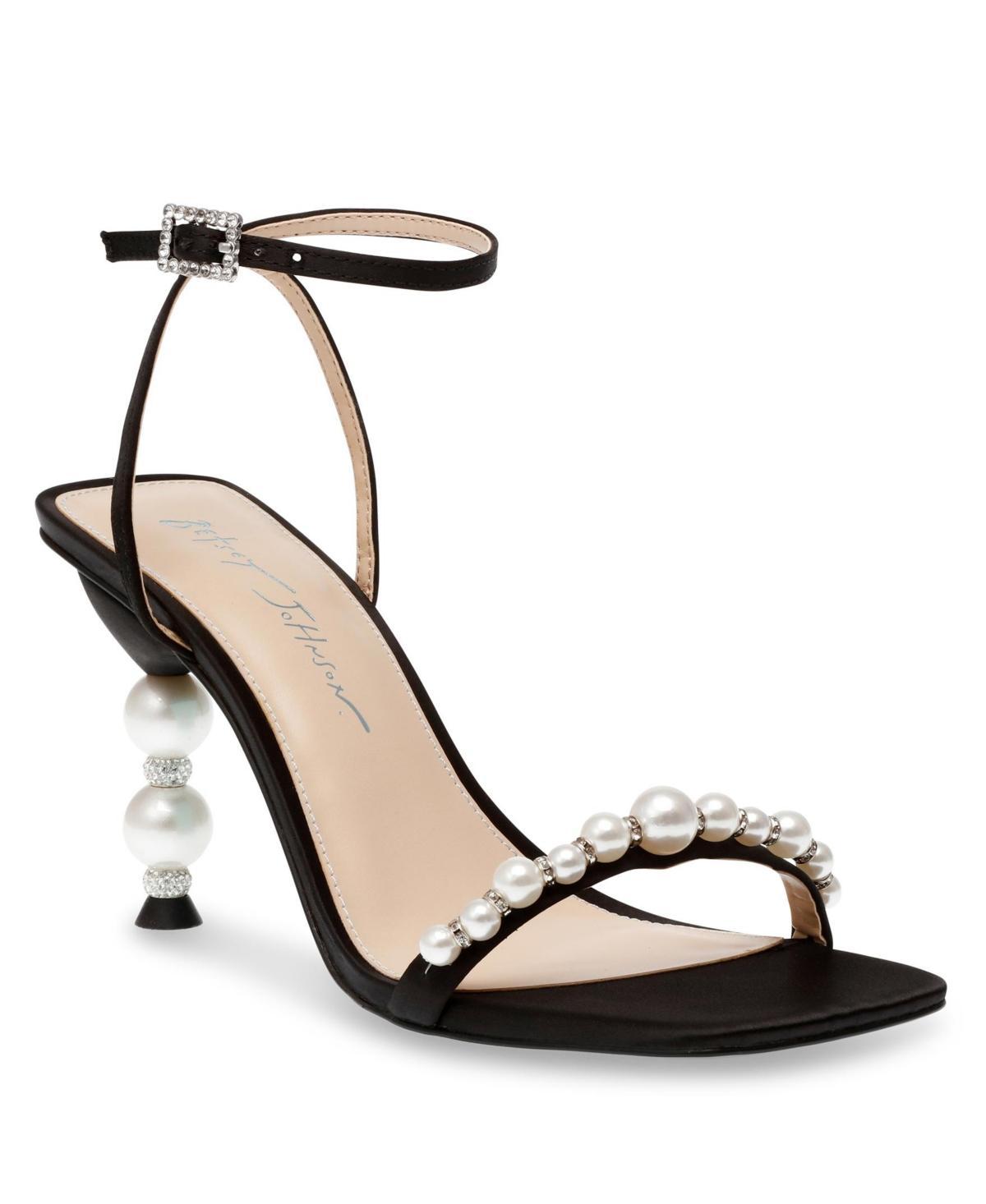 Blue by Betsey Johnson Jacy Metallic Leather Pearl Heel Dress Sandals Product Image