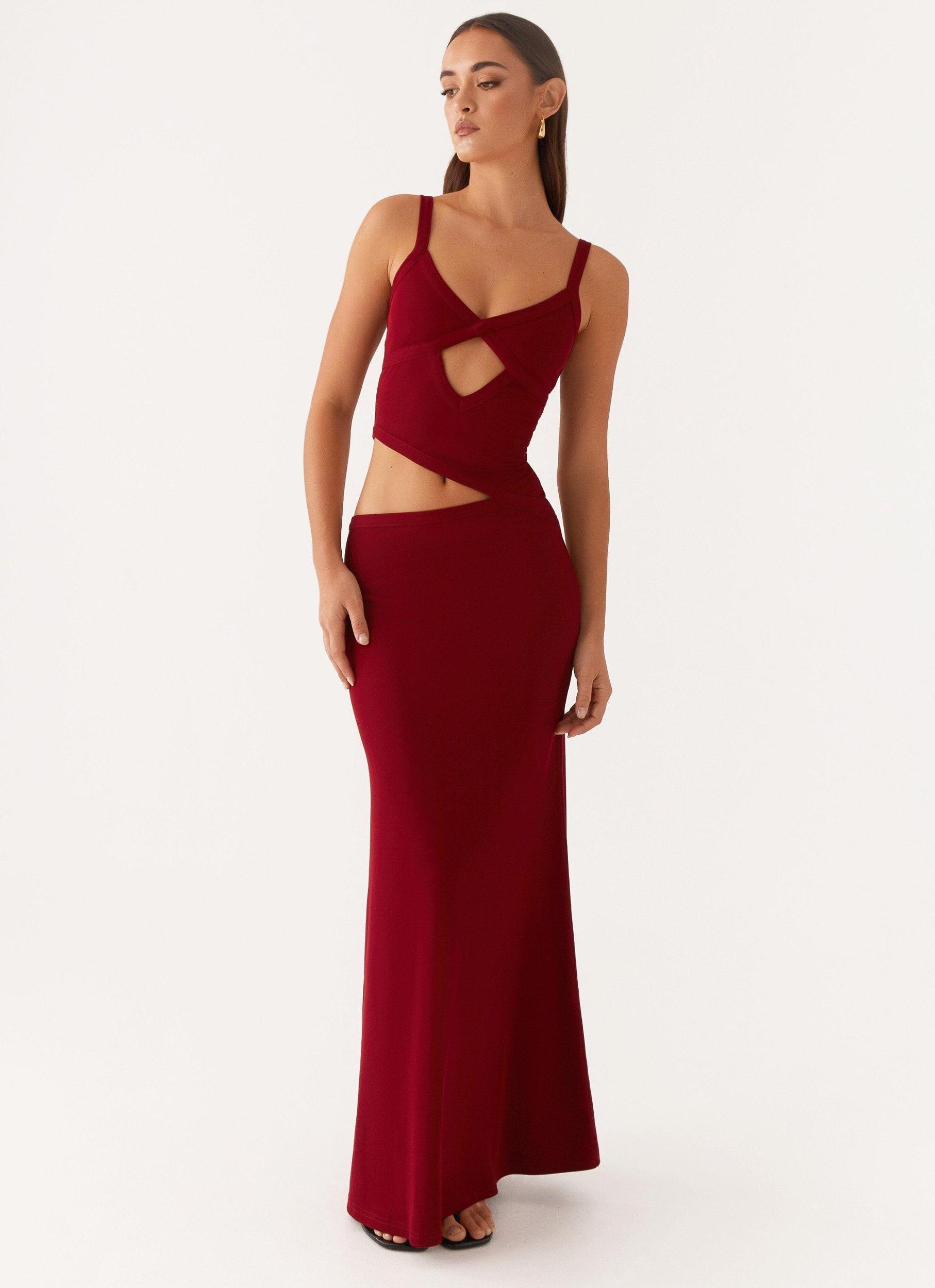 Jocelyn Maxi Dress - Maroon Product Image