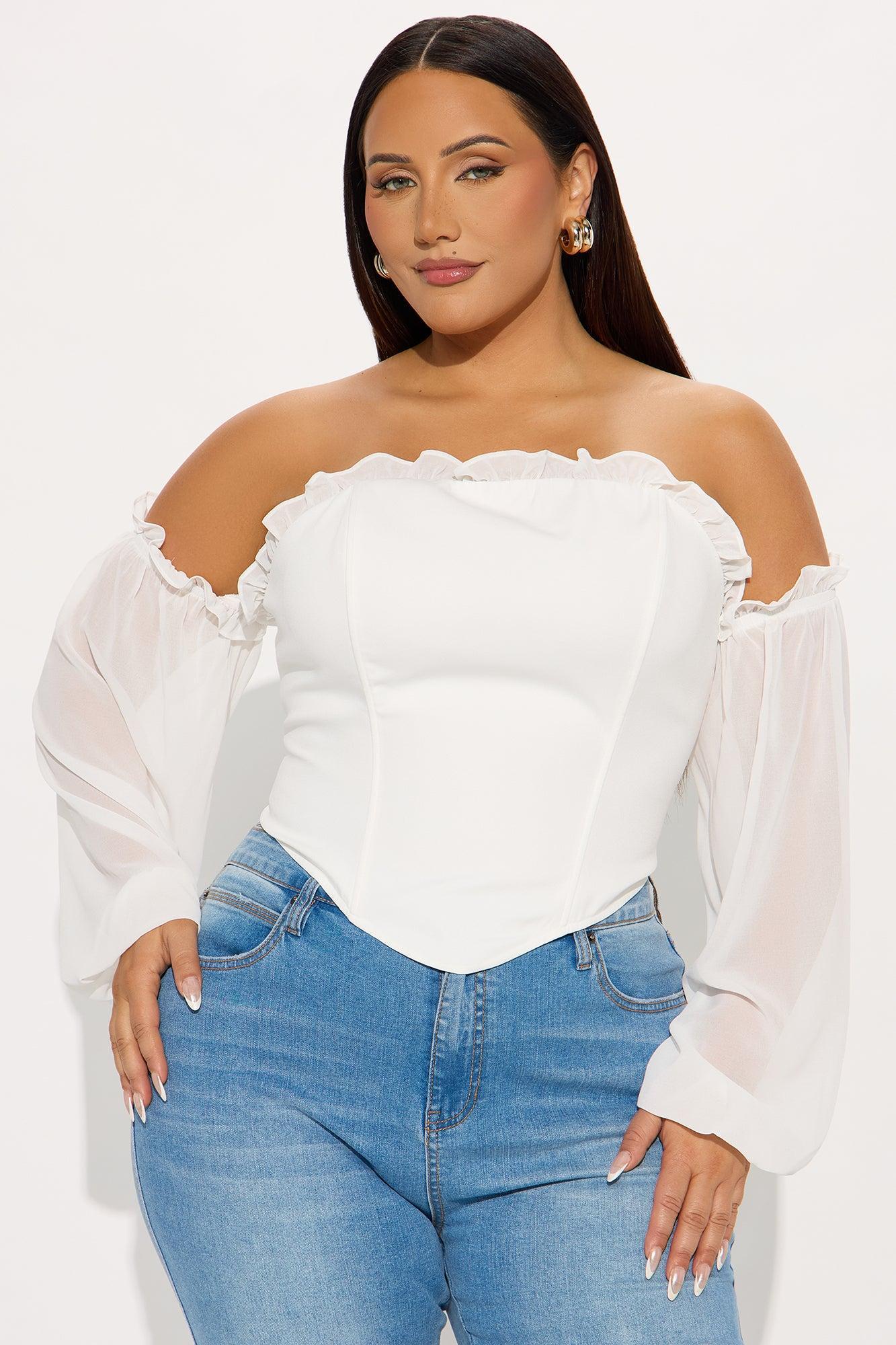 Have It All Off Shoulder Corset Top - White Female Product Image