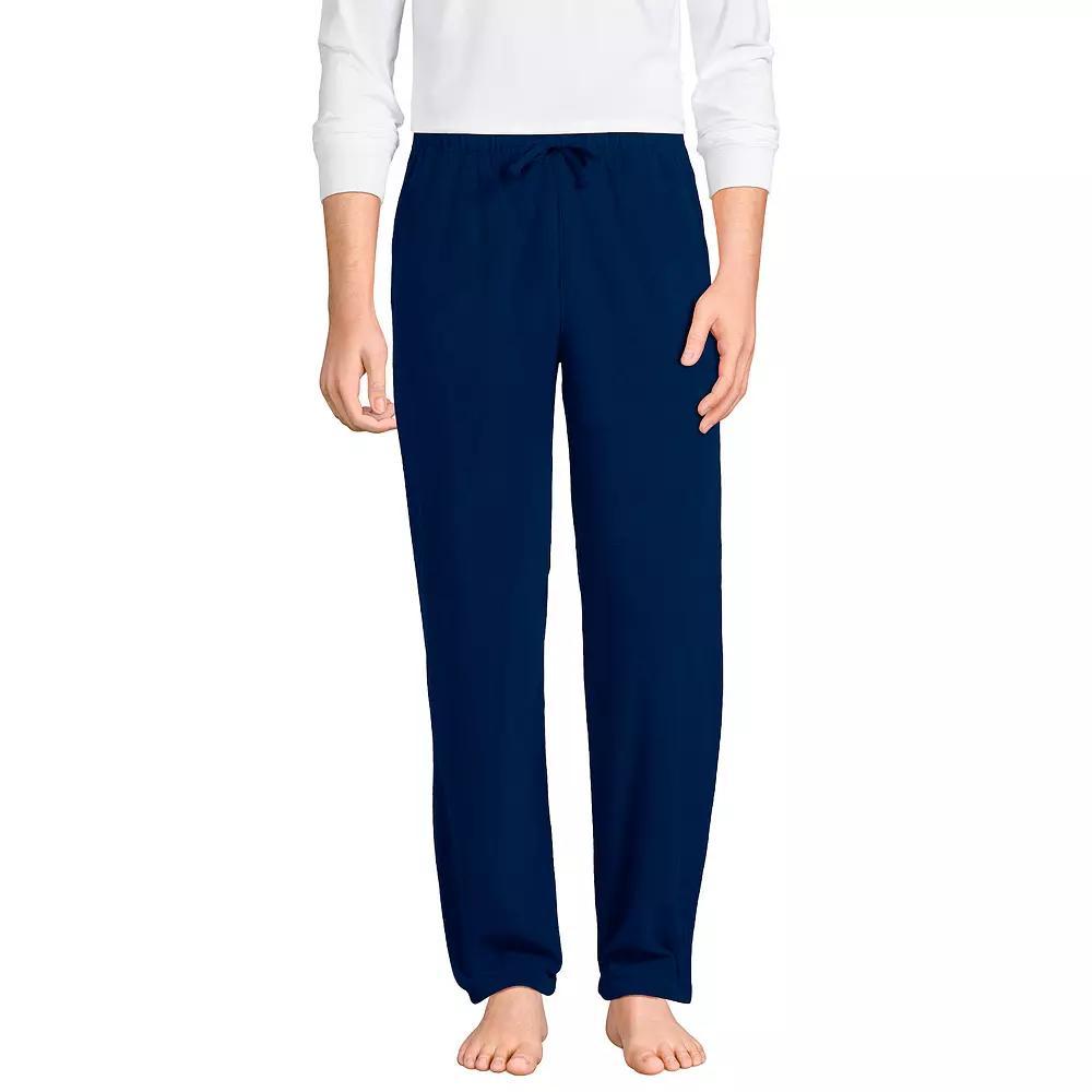 Men's Lands' End Solid Fleece Pajama Pants, Size: Large, Deep  Blue Product Image