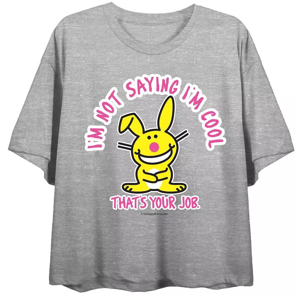 Juniors' It's Happy Bunny Say I'm Cool Bunny Crewneck Graphic Tee, Women's, Size: Large, Gray Product Image
