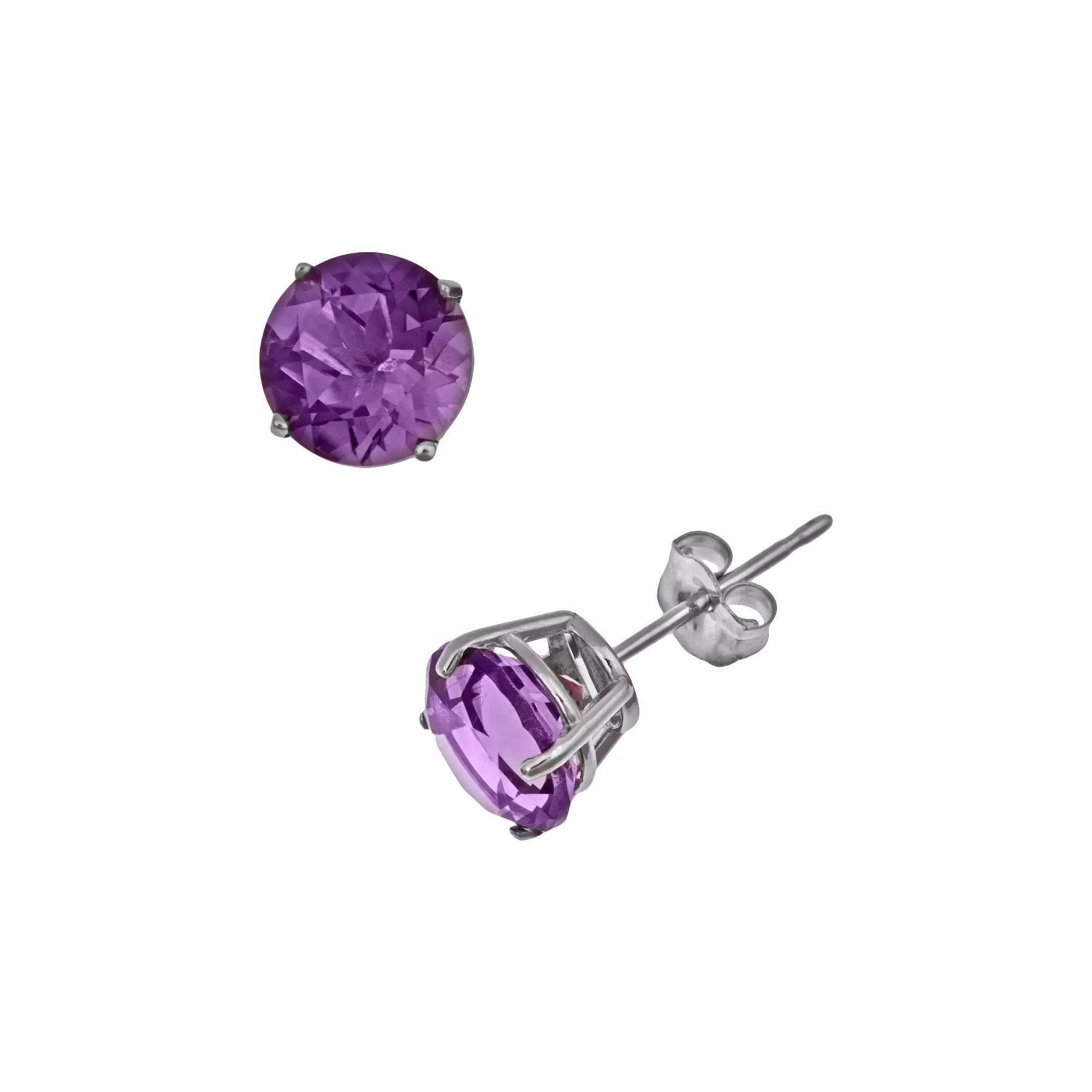 Celebration Gems Sterling Silver African Amethyst Stud Earrings, Women's, Purple Product Image