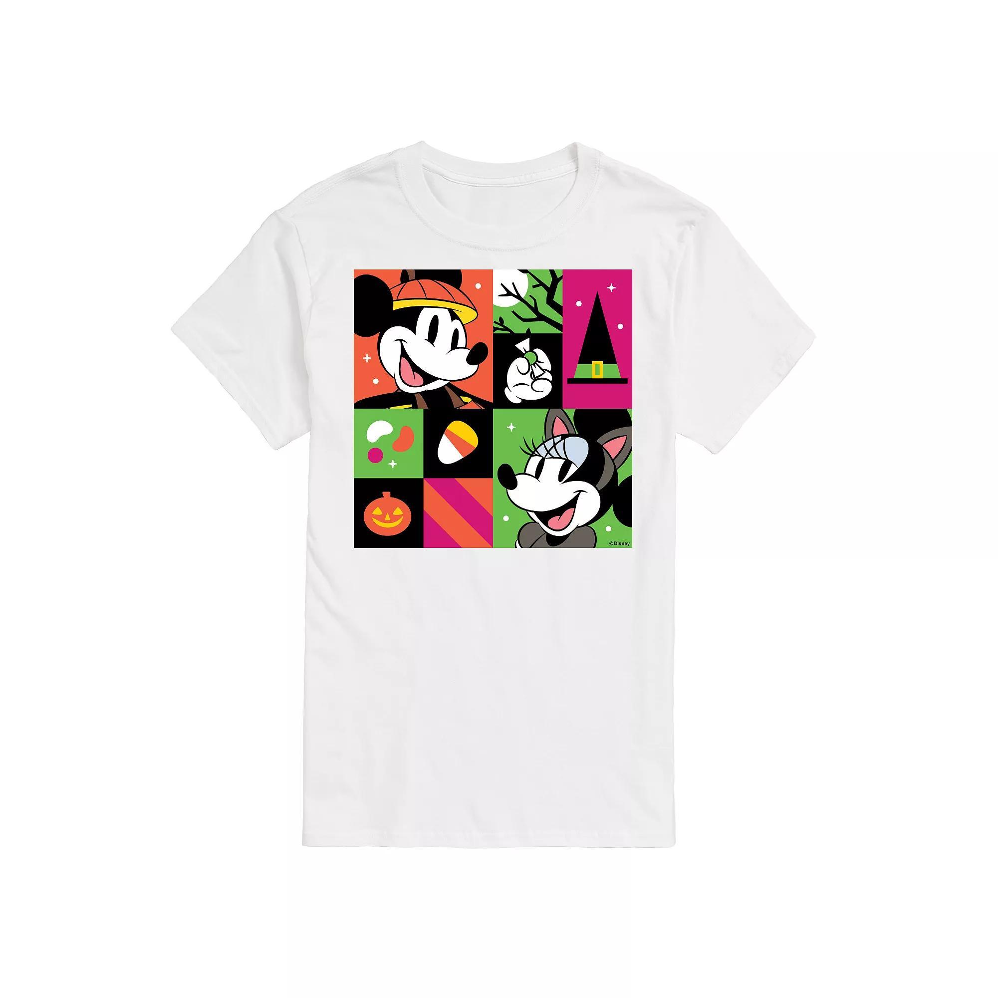 Disneys Mickey & Minnie Mouse Mens Trick Or Treat Grid Graphic Tee Product Image
