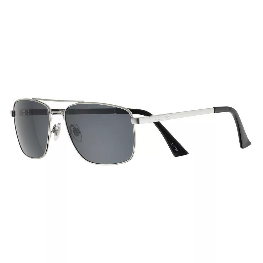 Men's Dockers® Metal Navigator Polarized Lens Aviator Sunglasses, Silver Product Image
