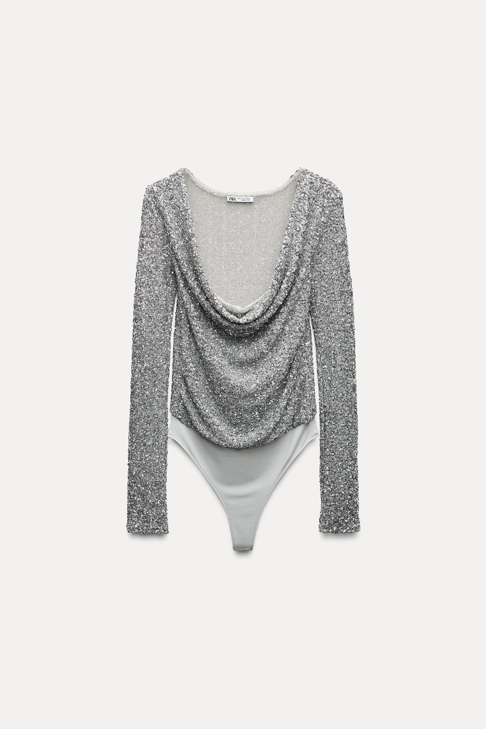 DRAPED BODYSUIT WITH SEQUINS Product Image