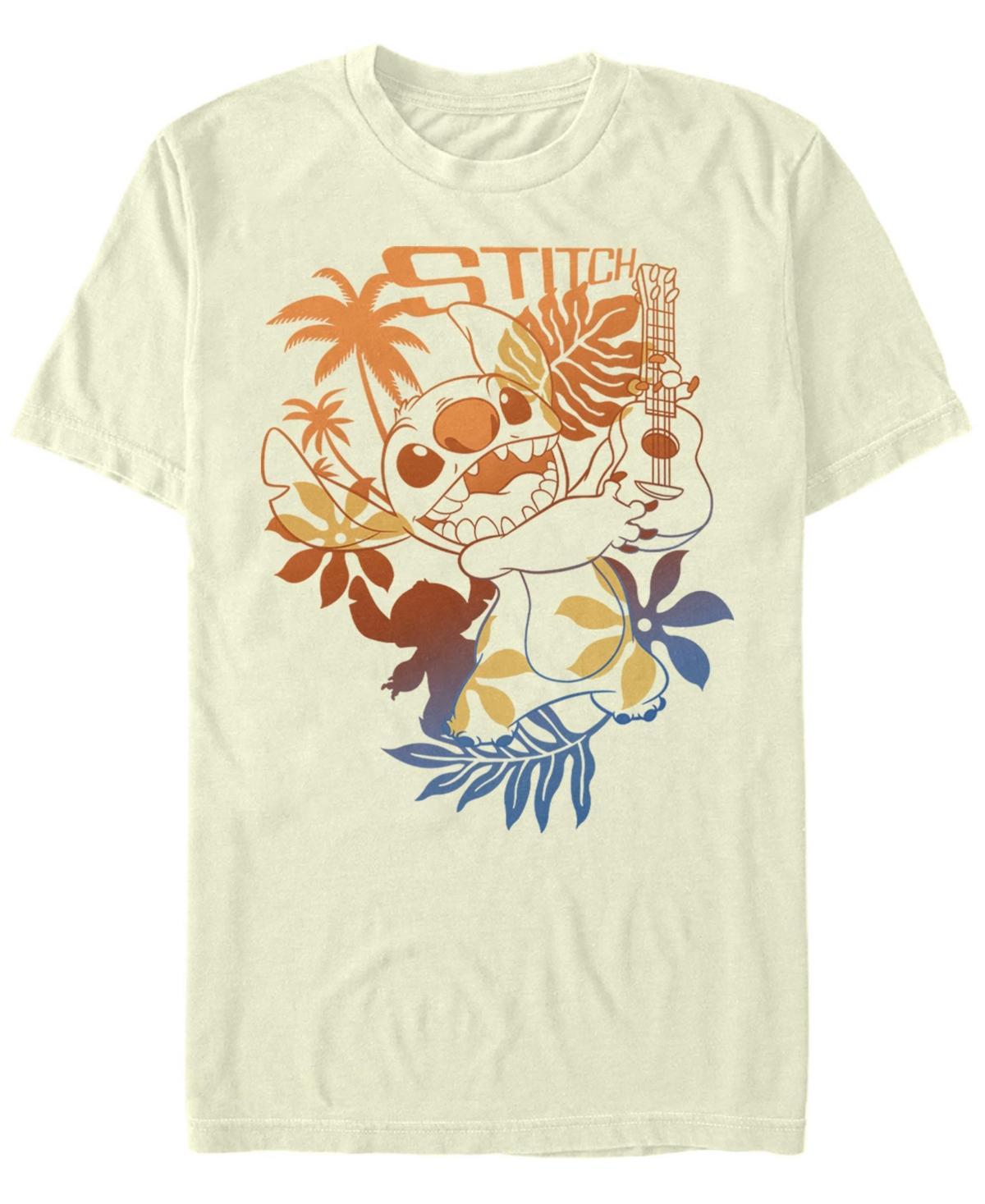 Disney's Lilo & Stitch Ukulele Tropical Portrait Outline Men's Tee, Size: Large, Natural Product Image