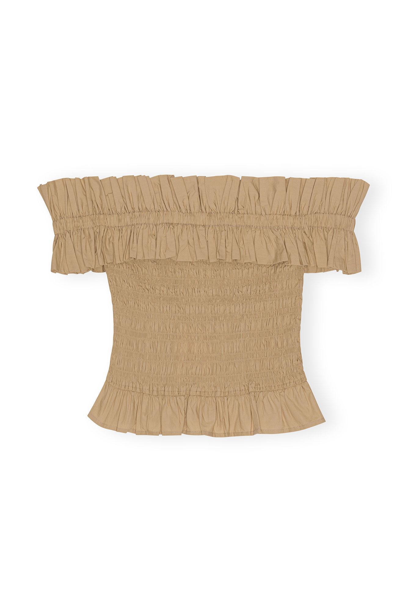 Cotton Poplin Off-Shoulder Smock Top Product Image