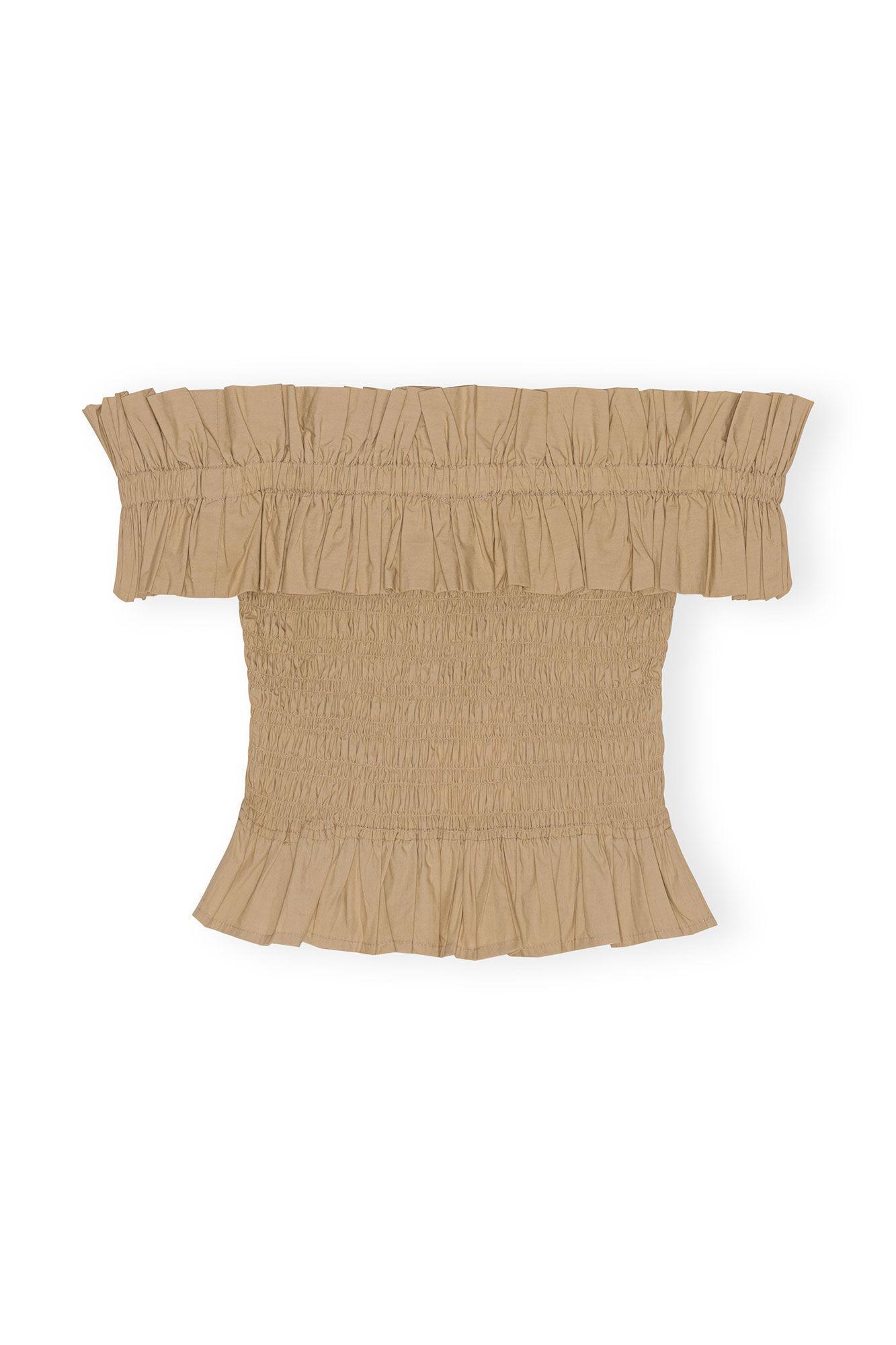 Cotton Poplin Off-Shoulder Smock Top Product Image