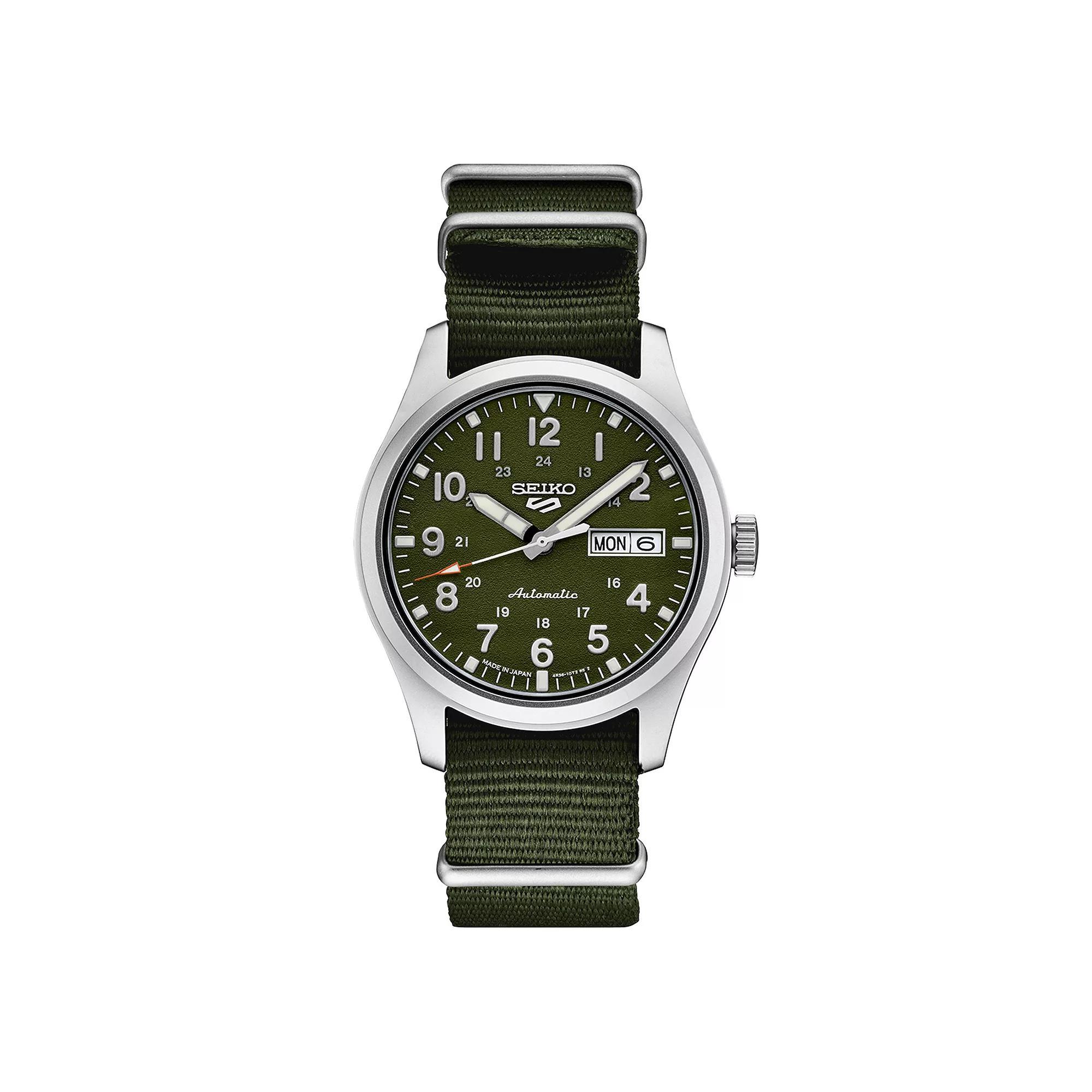 Seiko Mens 5 Sports Stainless Steel Green Dial Watch - SRPG33 Product Image