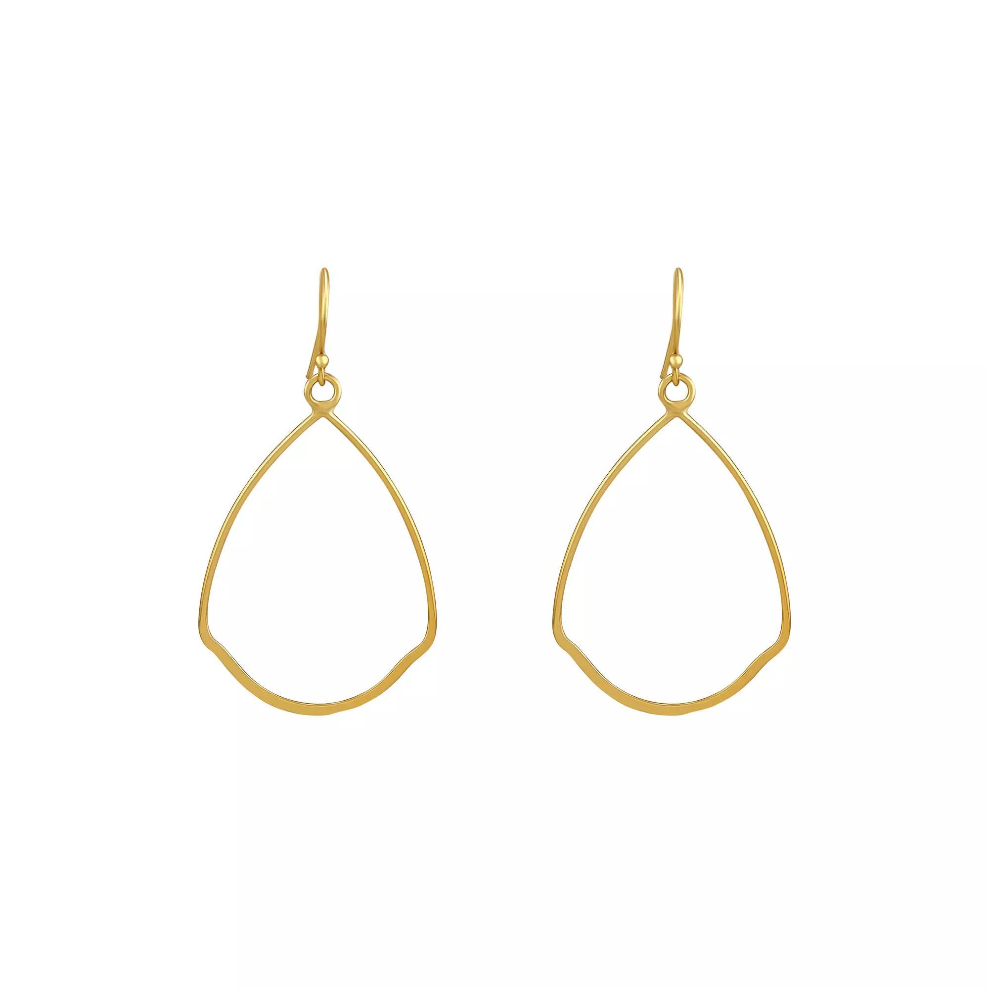 Primavera 24k Gold Over Silver Open Circle Flat Drop Earrings, Womens, Gold Tone Product Image