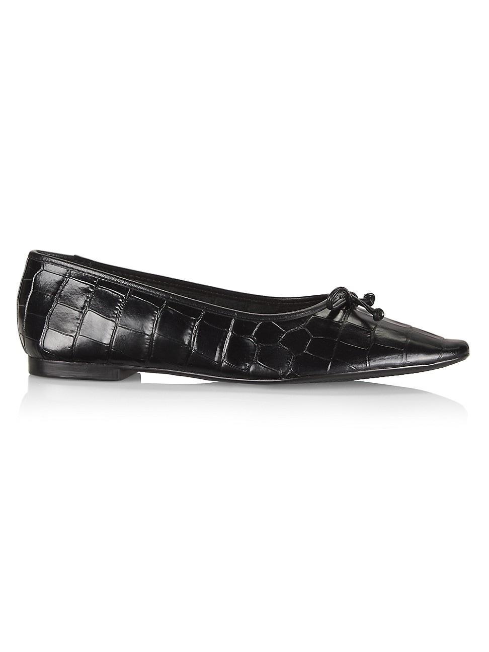 Womens Arissa Croc-Embossed Leather Ballet Flat Product Image