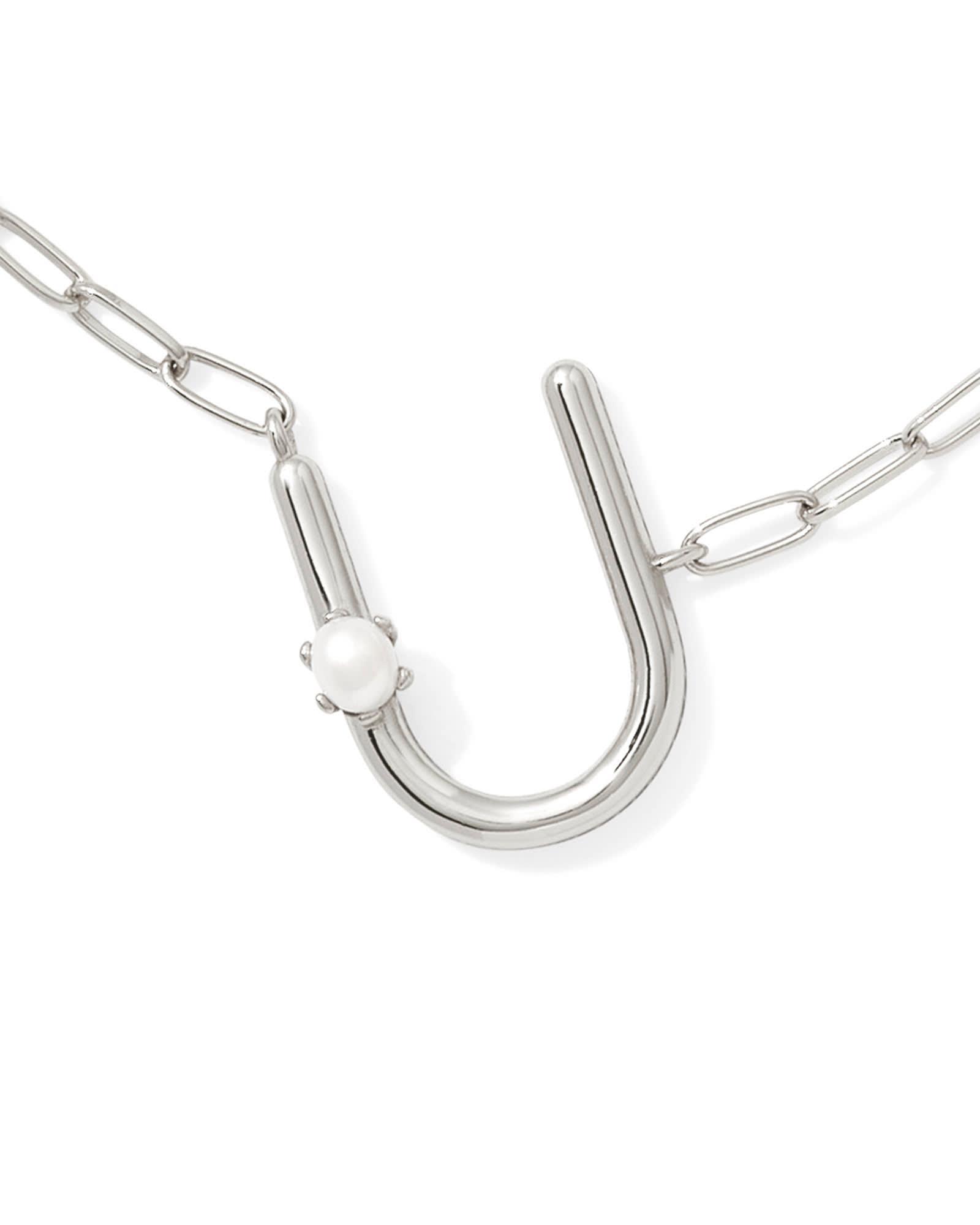Pearl Silver Letter X Short Pendant Necklace in Freshwater Cultured Pearl Product Image