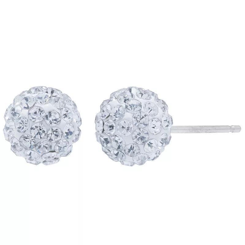 Main and Sterling Sterling Silver Crystal Ball Stud Earrings, Womens, White Product Image