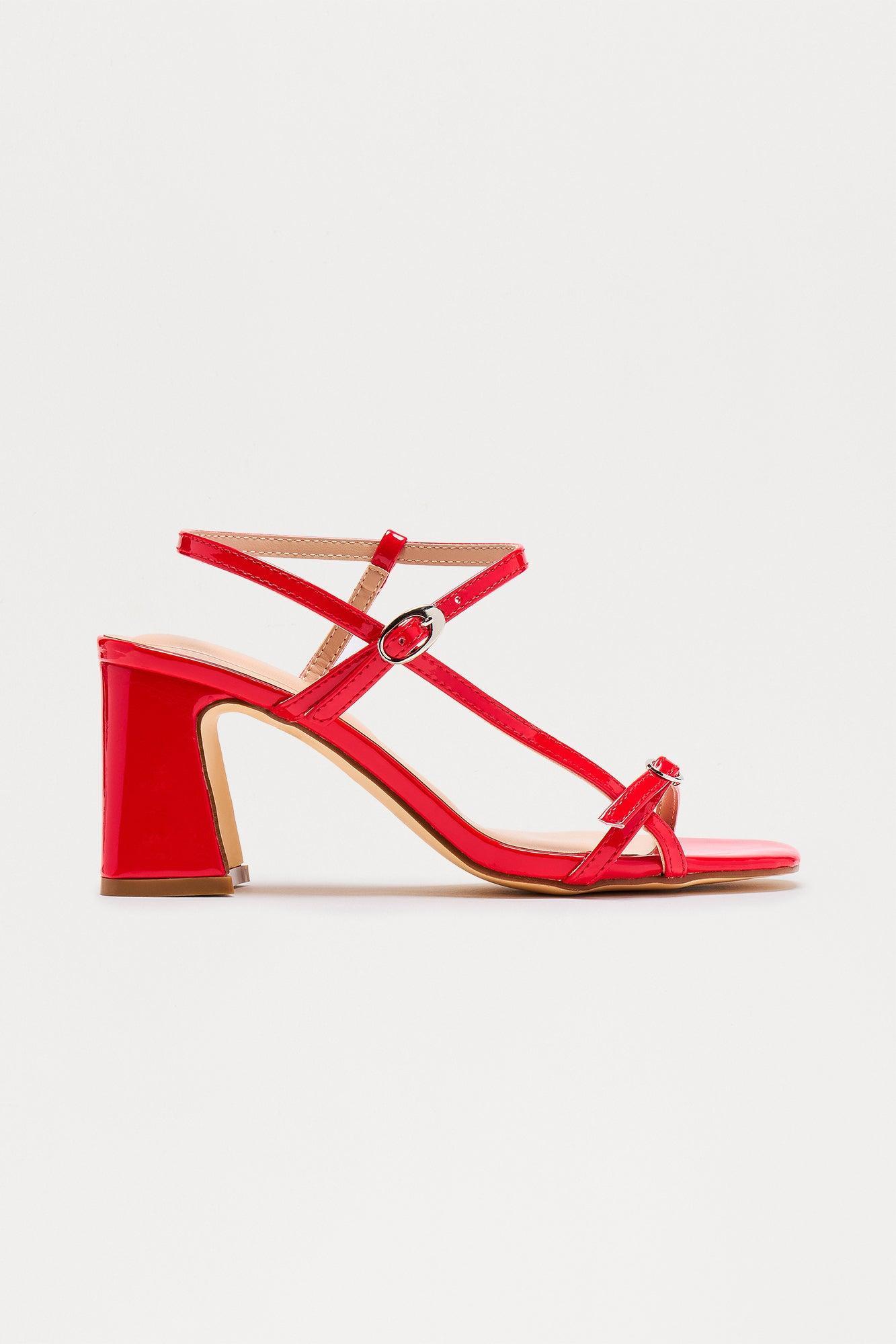 Kathy Ankle Strap Heels - Red Product Image