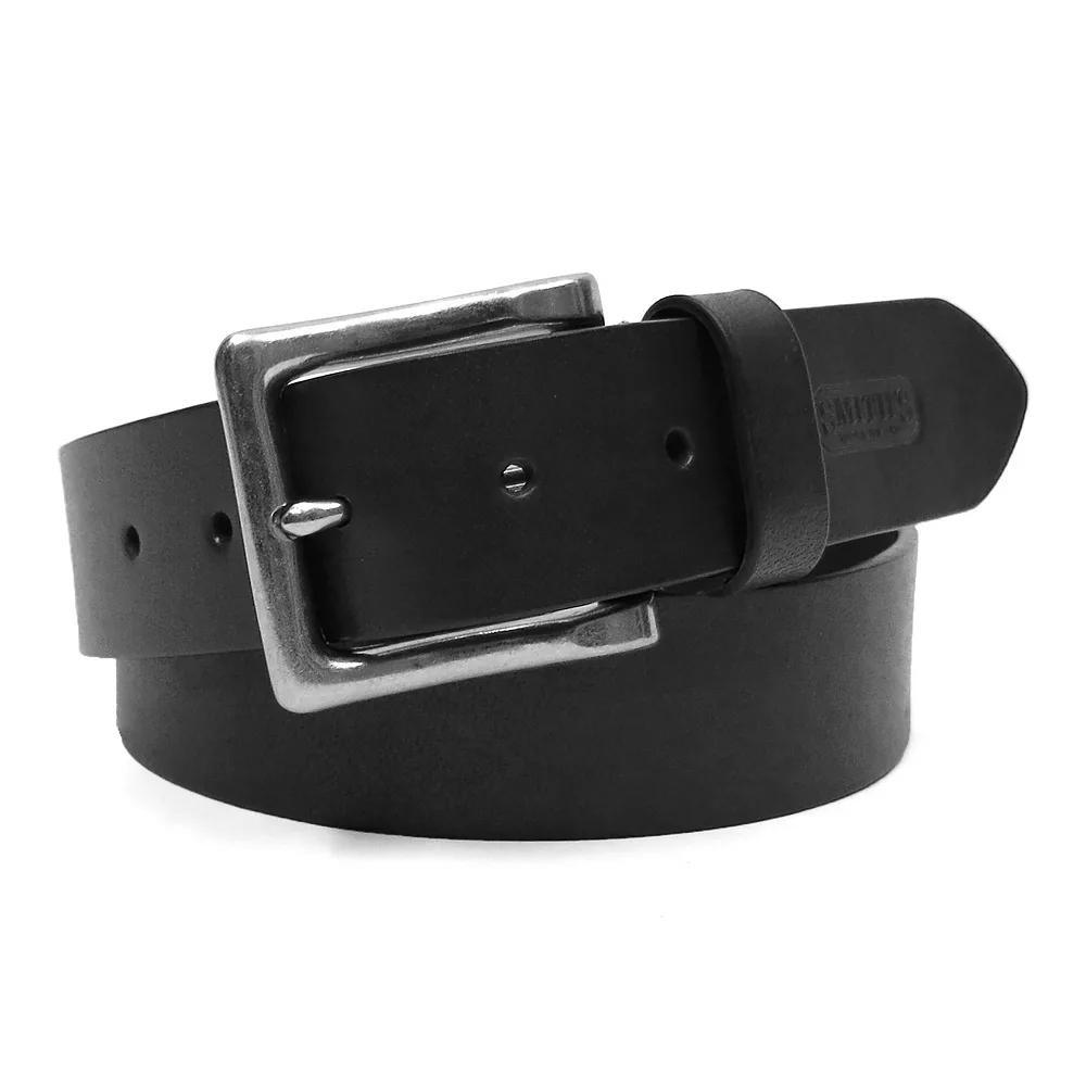 Men's Smith's Workwear 38mm Full Grain Leather Cut Edge Belt, Size: 40, Black Product Image