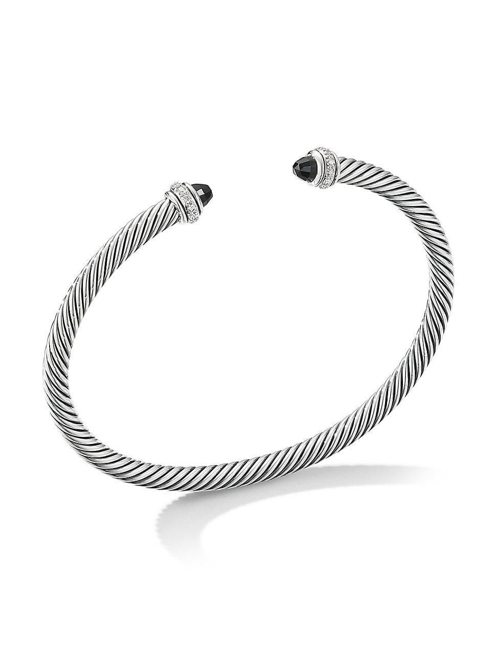 David Yurman Sterling Silver Cable Classic Bracelet with Blue Topaz & Diamonds Product Image