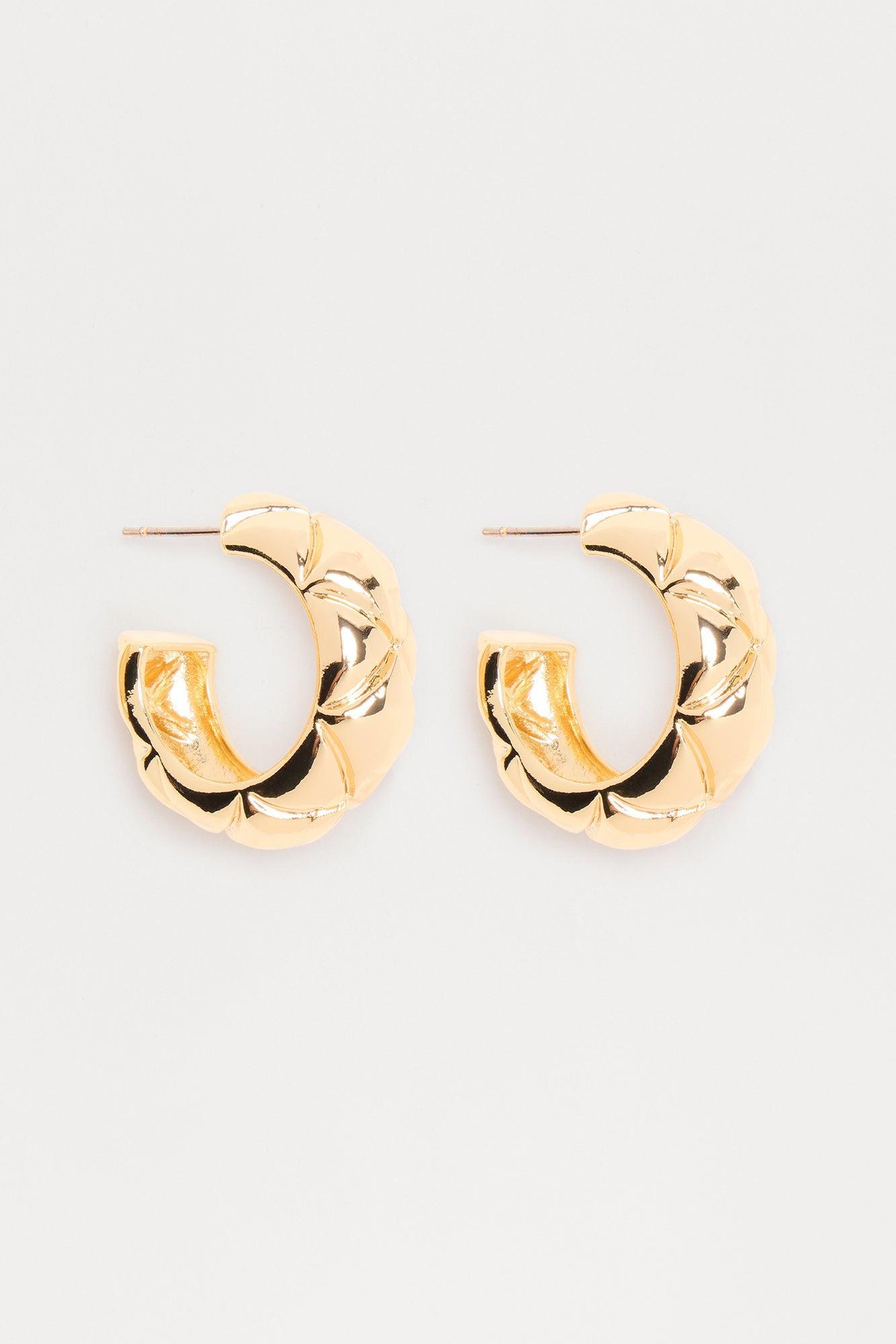 One For All Textured Hoop Earrings - Gold Female Product Image