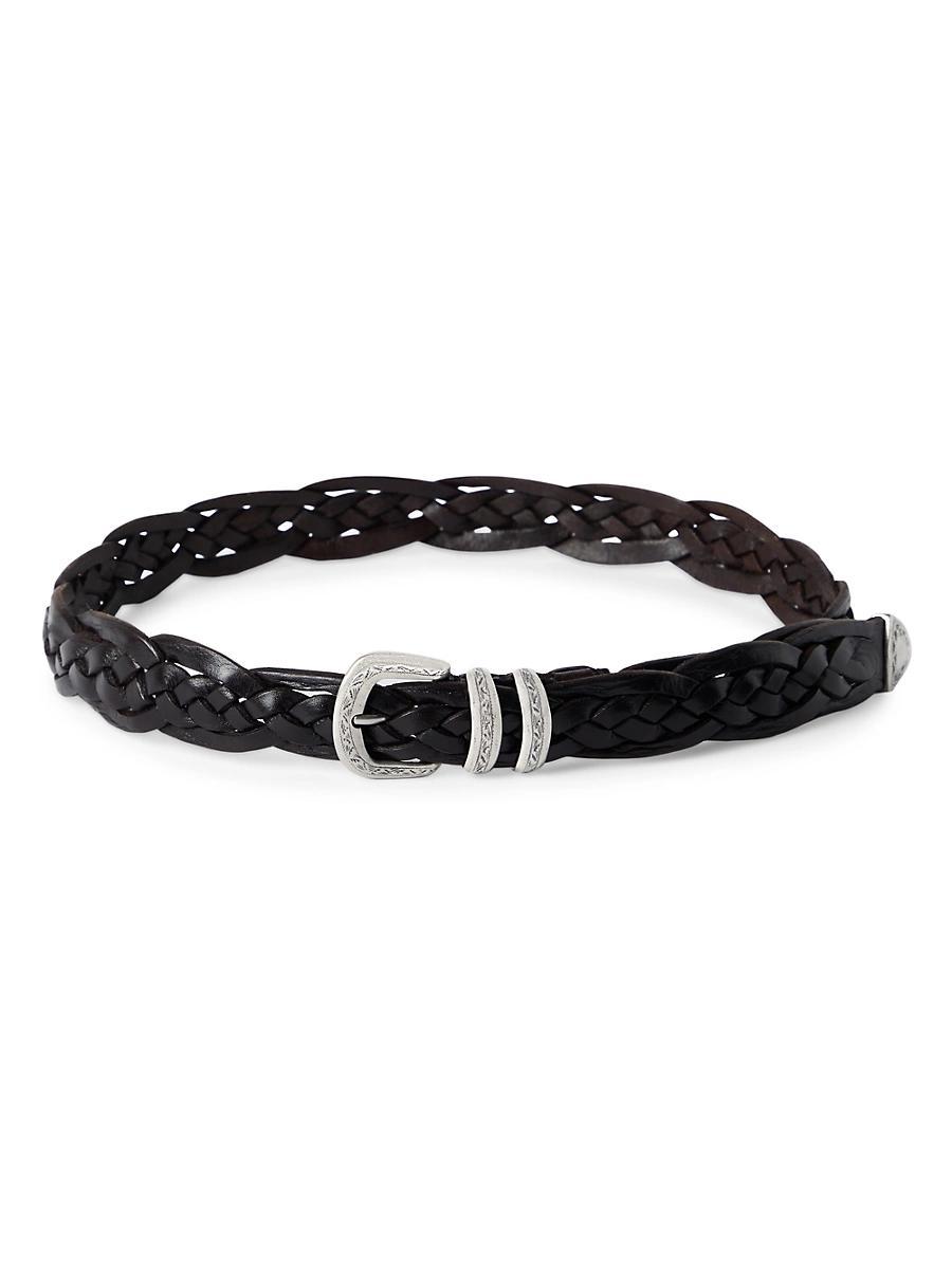 Mens Braided Calfskin Belt With Detailed Buckle And Tip Product Image