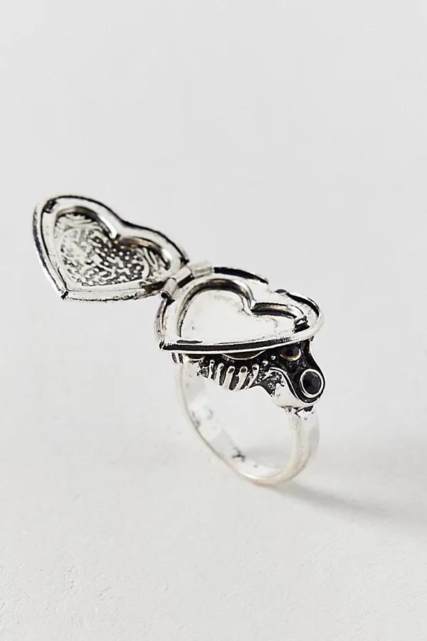 Etched Heart Locket Ring Womens at Urban Outfitters Product Image