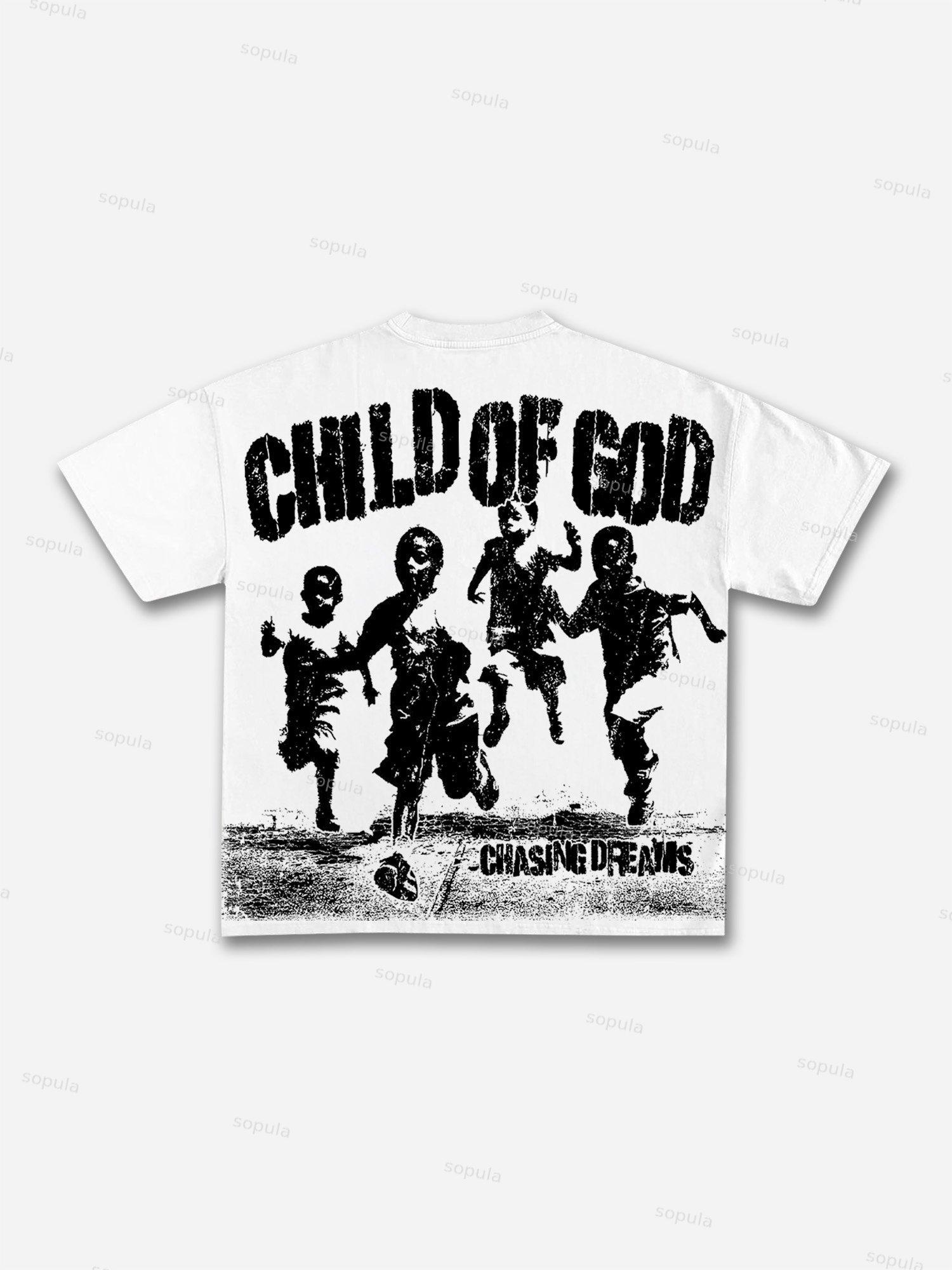 Child Of God Running Children Print Cotton T-shirt Product Image