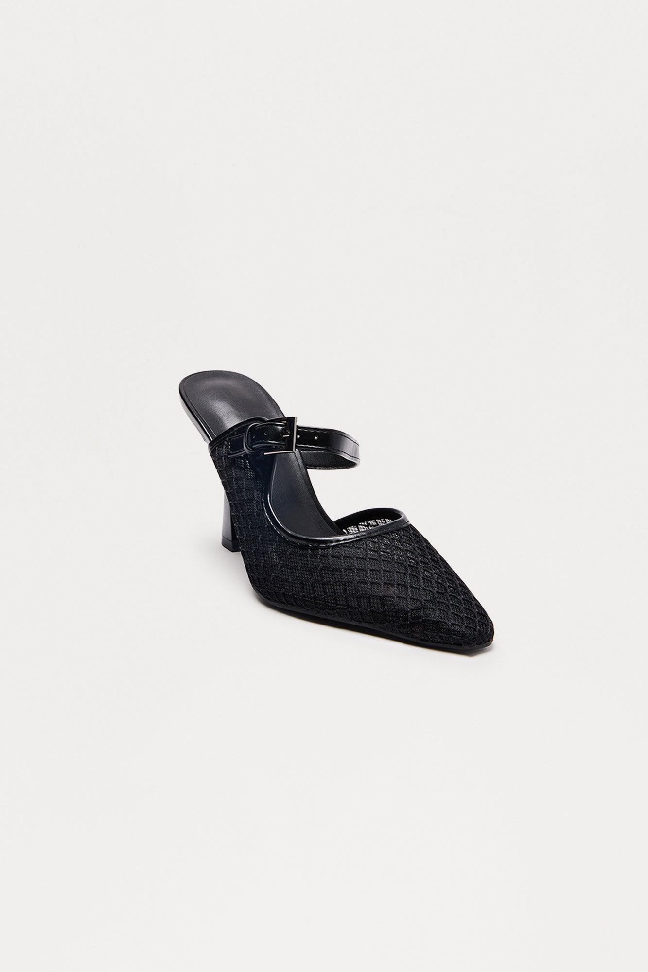 Deidra Buckle Fishnet Pumps - Black Female Product Image