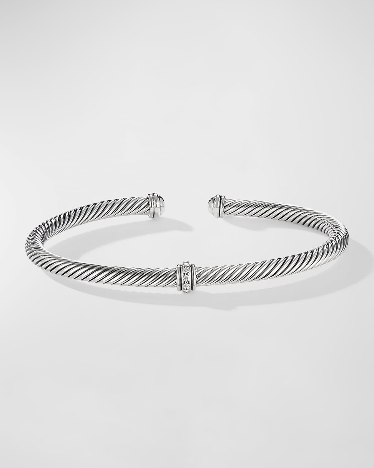 4mm Cable Station Bracelet w/ Diamonds Product Image