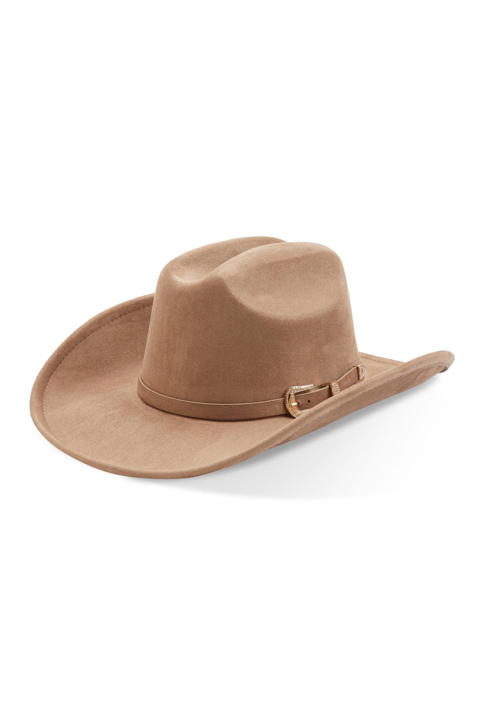 Womens Rhinestone Buckle Faux Suede Cowboy Hat Product Image
