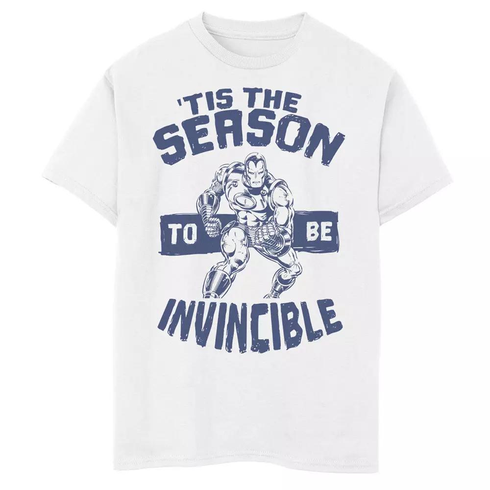 Boys 8-20 Marvel Iron Man 'Tis The Season To Be Invincible Christmas Graphic Tee, Boy's, Size: Medium, White Product Image
