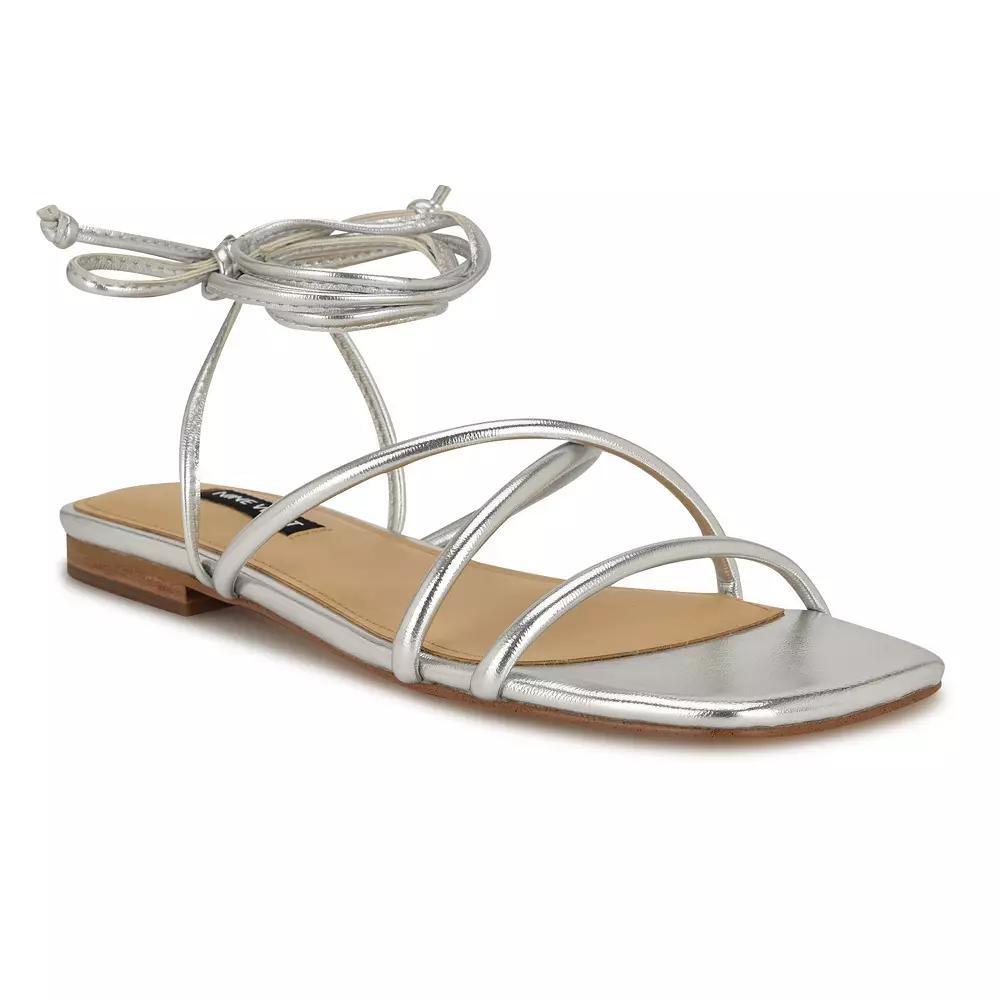 Nine West Mikila Women's Square Toe Slip-On Flat Sandals, Size: 6, Silver Product Image
