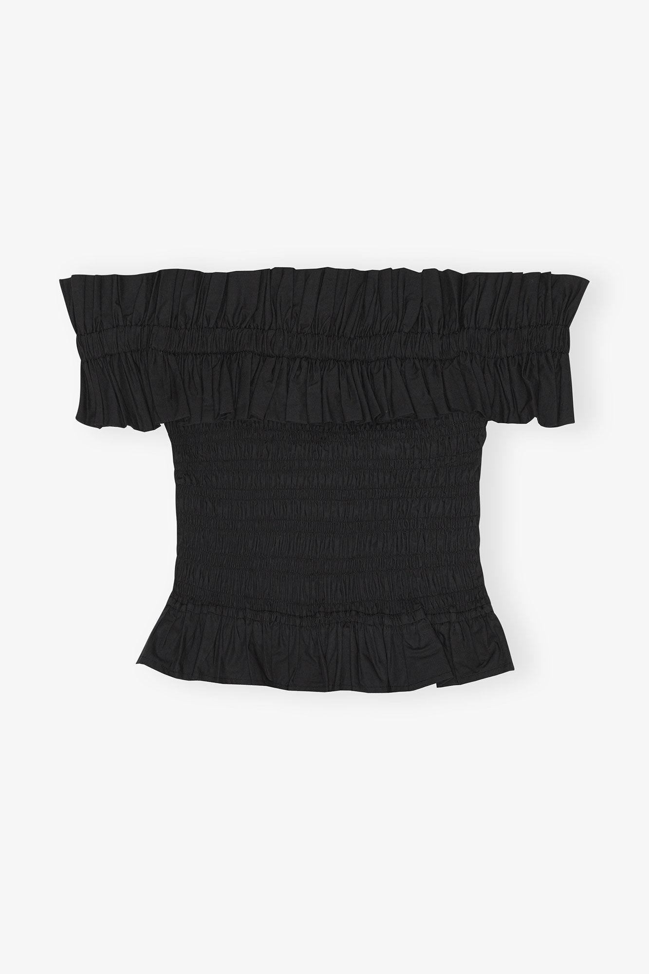 Cotton Poplin Off-Shoulder Smock Top Product Image