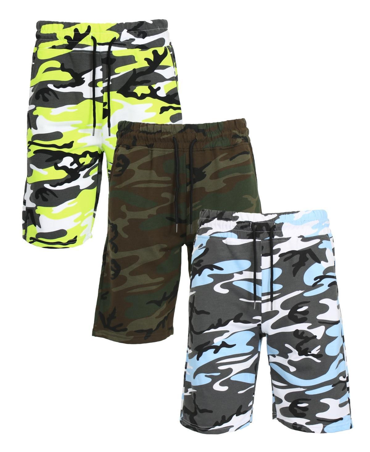 Galaxy By Harvic Mens Camo Printed French Terry Shorts, Pack of 3 Product Image