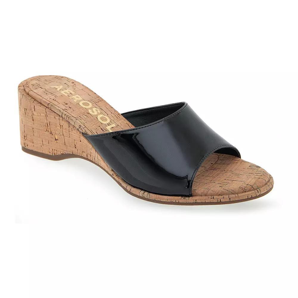 Aerosoles New Year Women's Wedge Sandals, Size: 10.5 Medium, Black Patent Pu Product Image