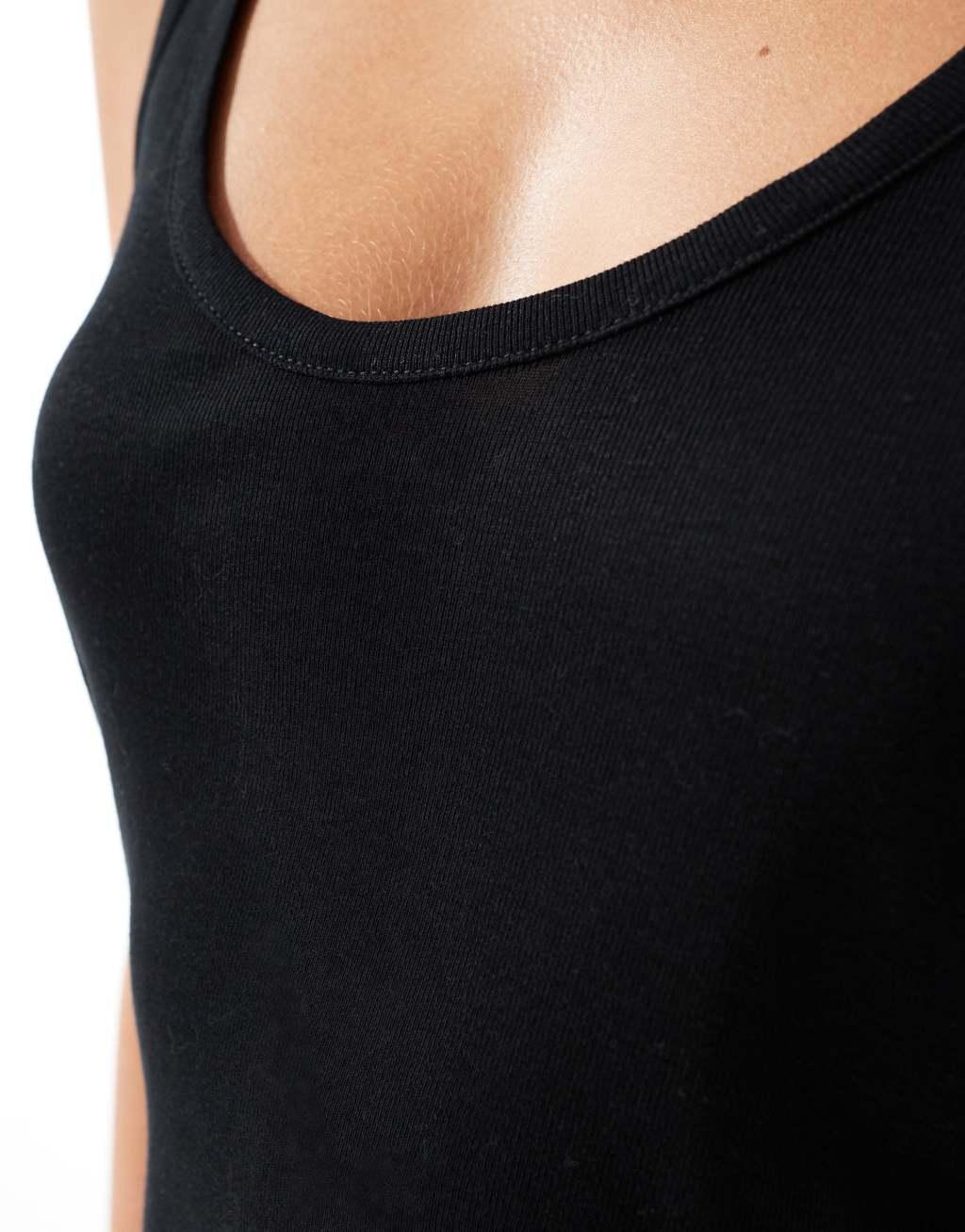 Mango relaxed scoop neck tank top in black Product Image