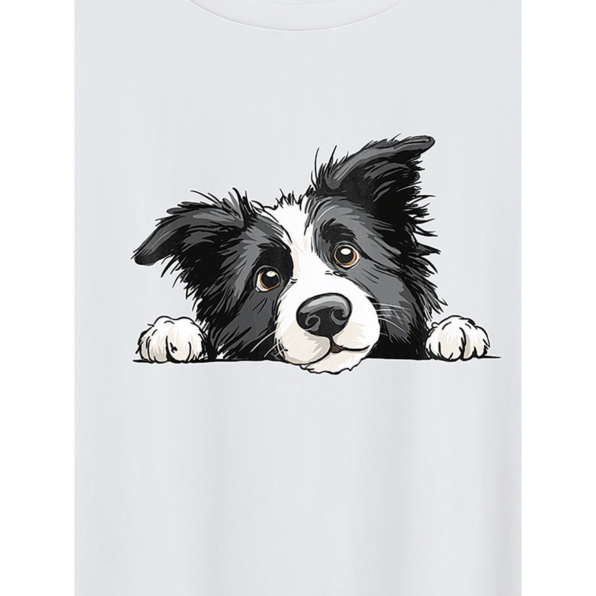 Plus Size Puppy Love Printed Round Neck T-Shirt Originalwhite Women Non Animals Round Neck Everyday-Casual T-shirts BloomChic 18-20/2X Product Image