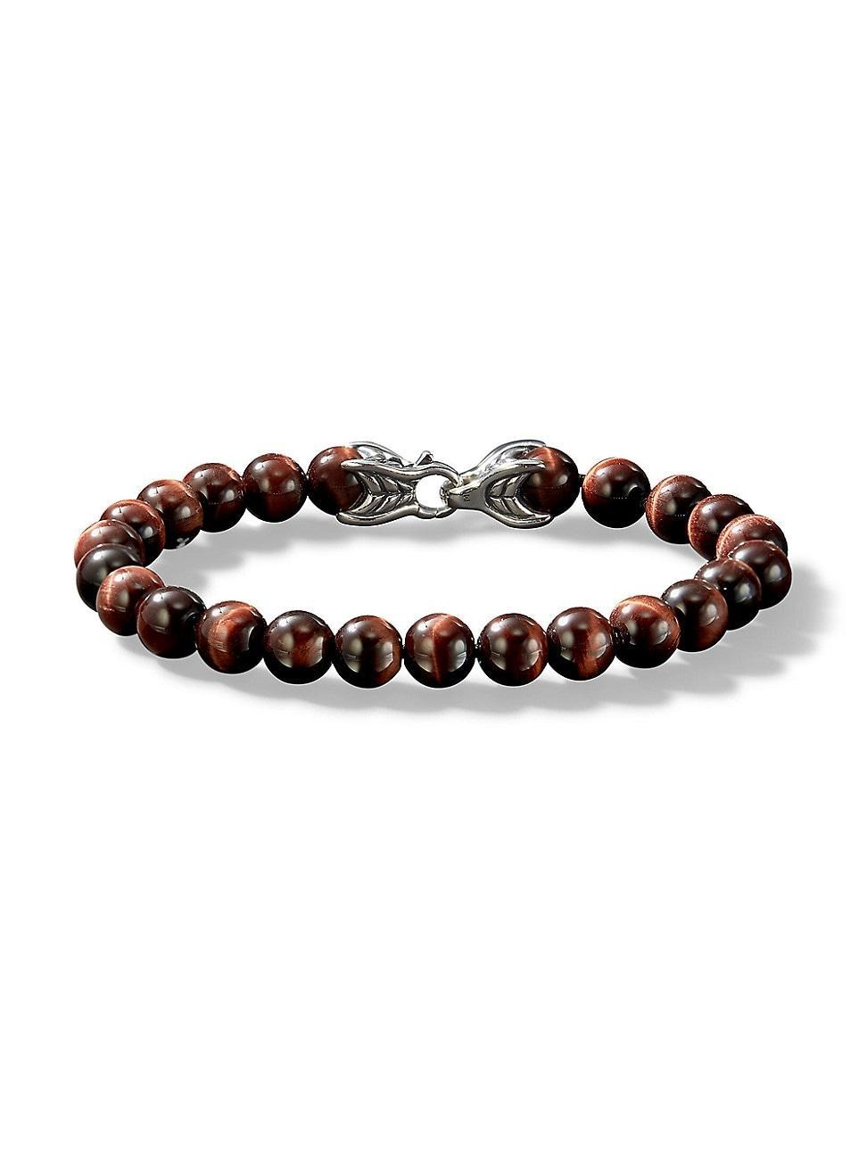 David Yurman Mens Spiritual Beads Bracelet in Sterling Silver with Red Tigers Eye, 8mm Product Image