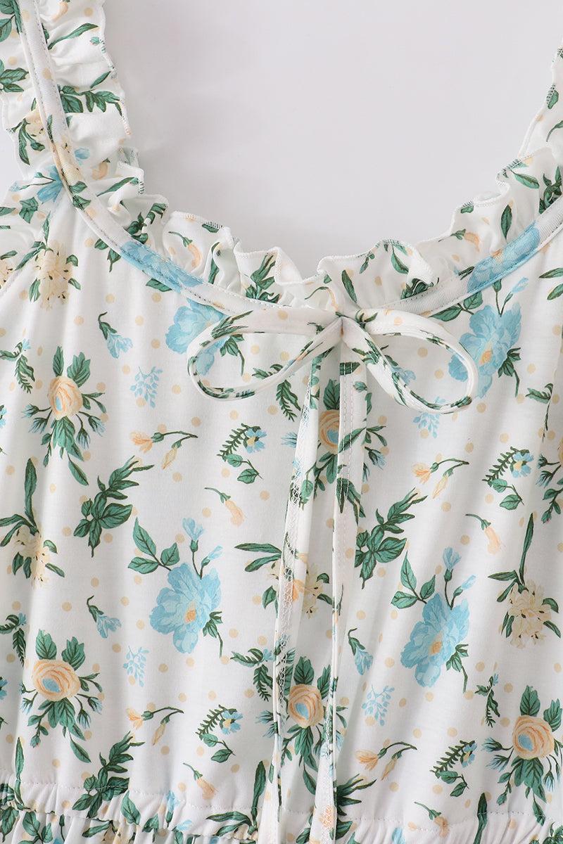Green floral print mom dress Product Image